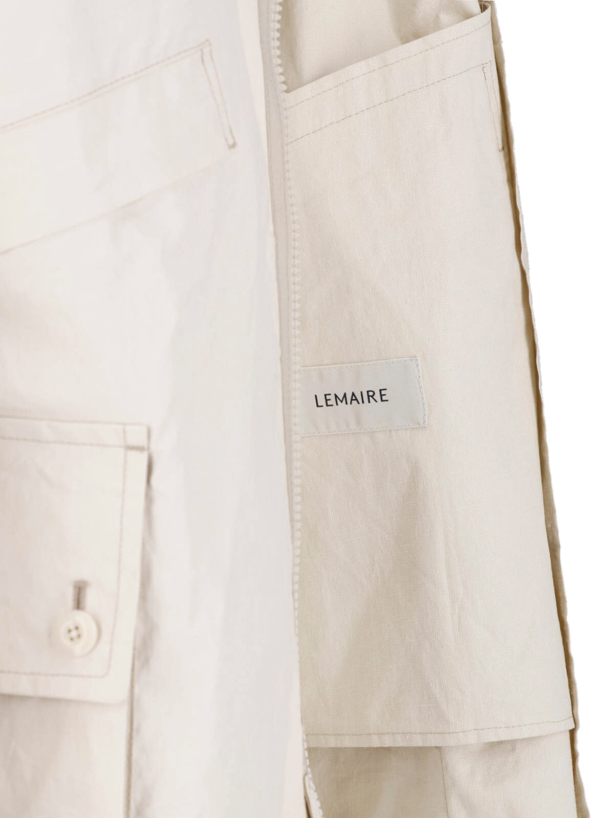 White Technical Linen Hooded Waterproof Jacket