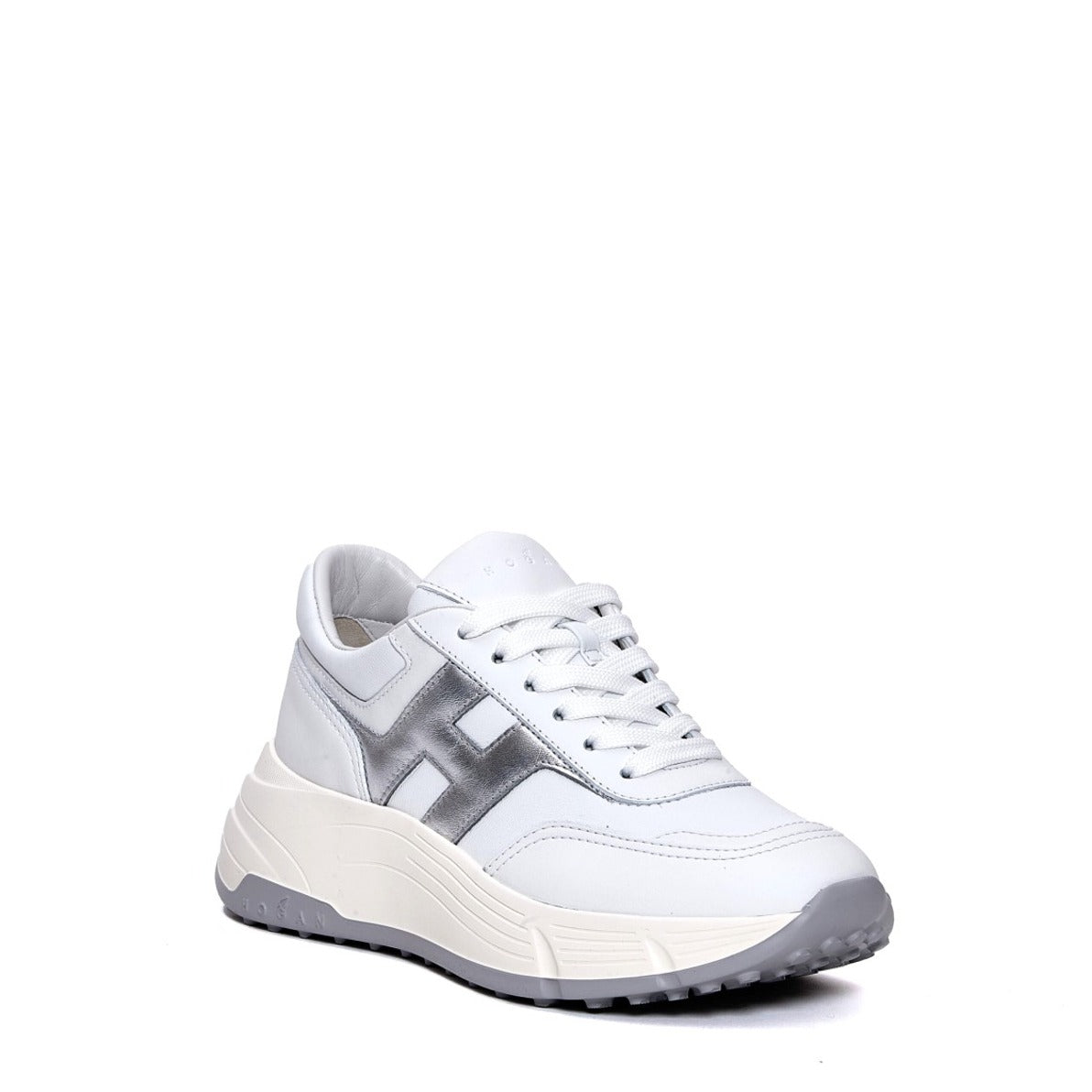 Hi Fi H Silver Leather White Sneakers