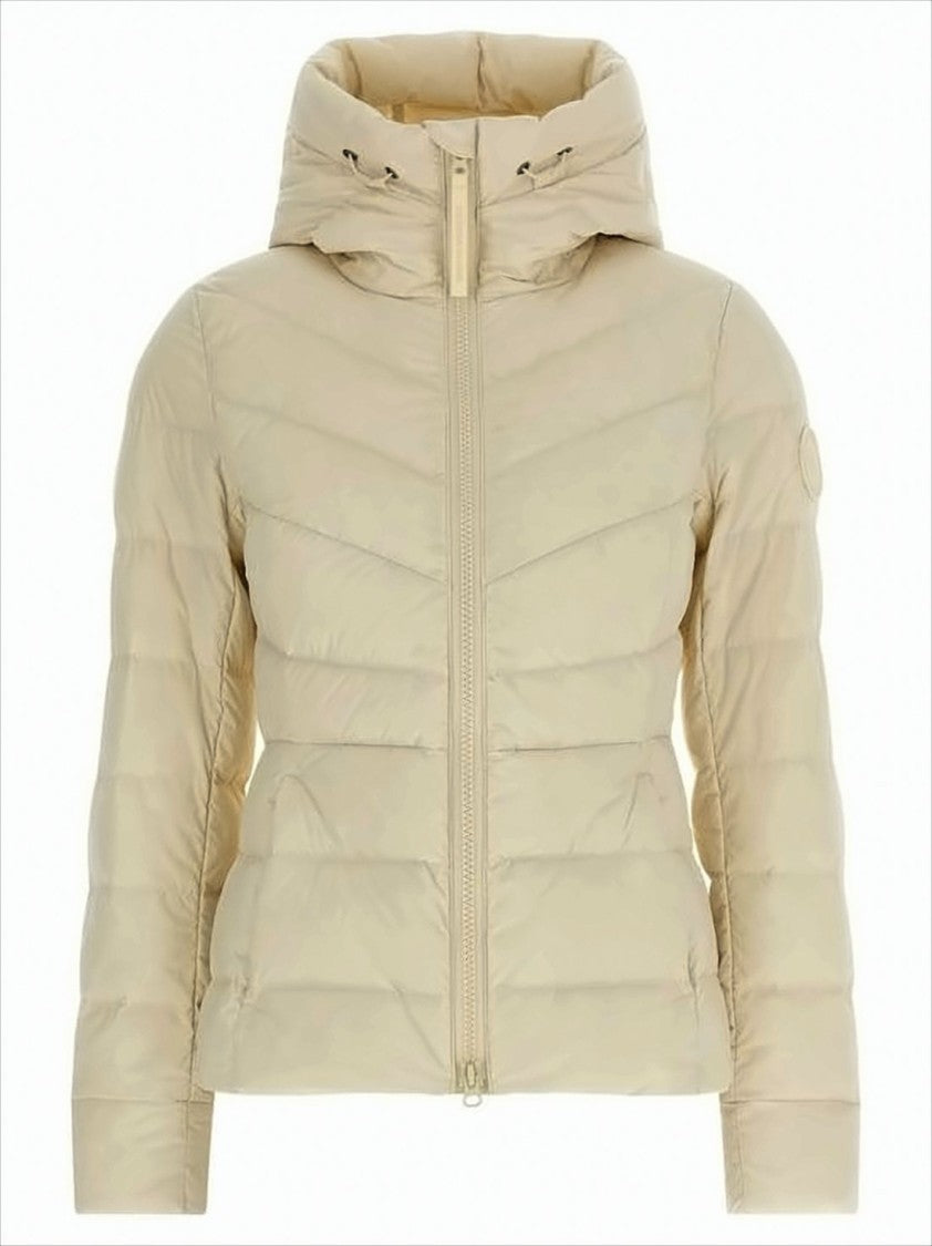 Quilted Down Coat with Hood and Fitted Silhouette