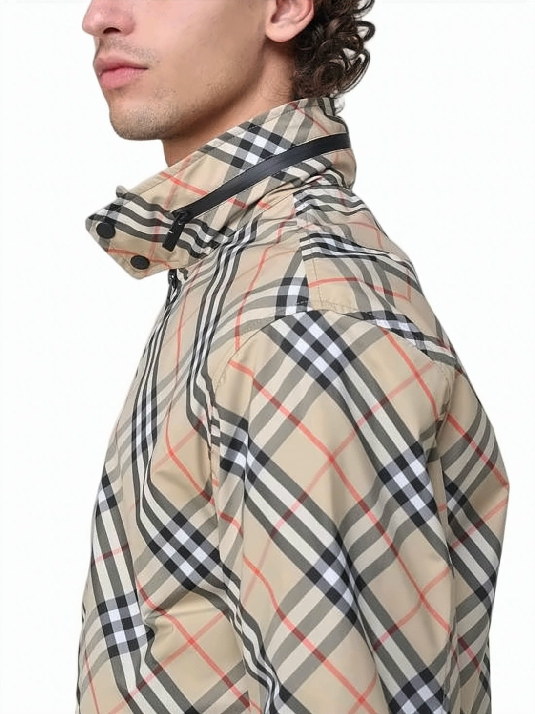 Burberry Check Pattern Nylon Windbreaker Jacket