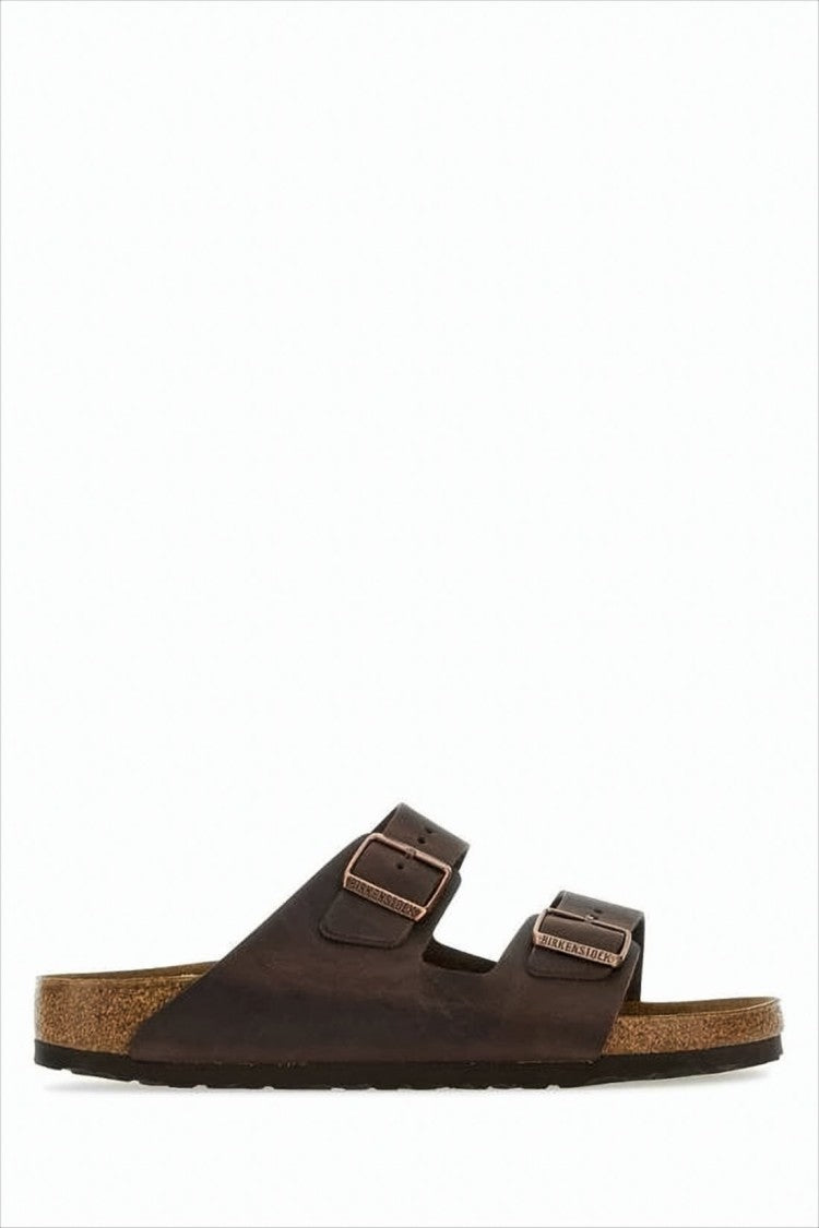 Classic Brown Leather Mule with Adjustable Straps