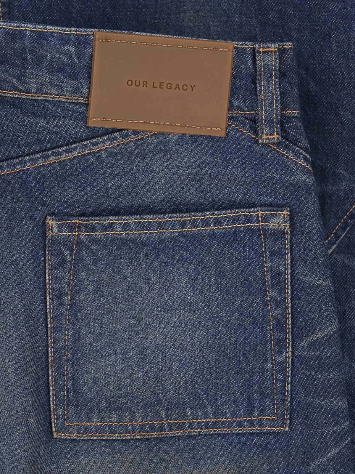 Blue Flared Faded Denim Jeans