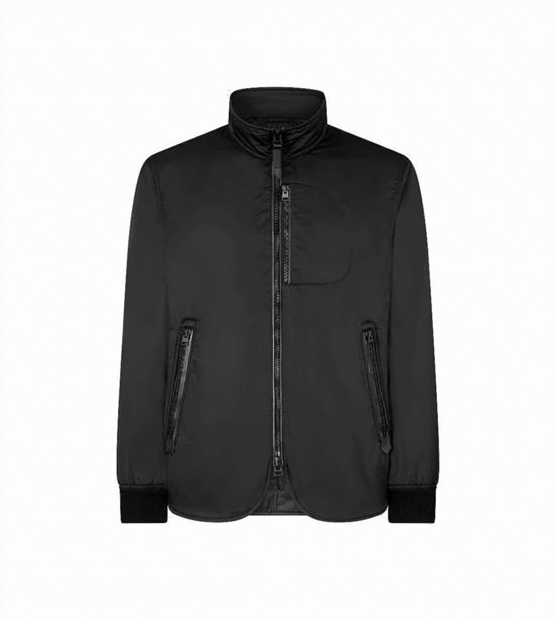 High Collar Black Zipper Jacket