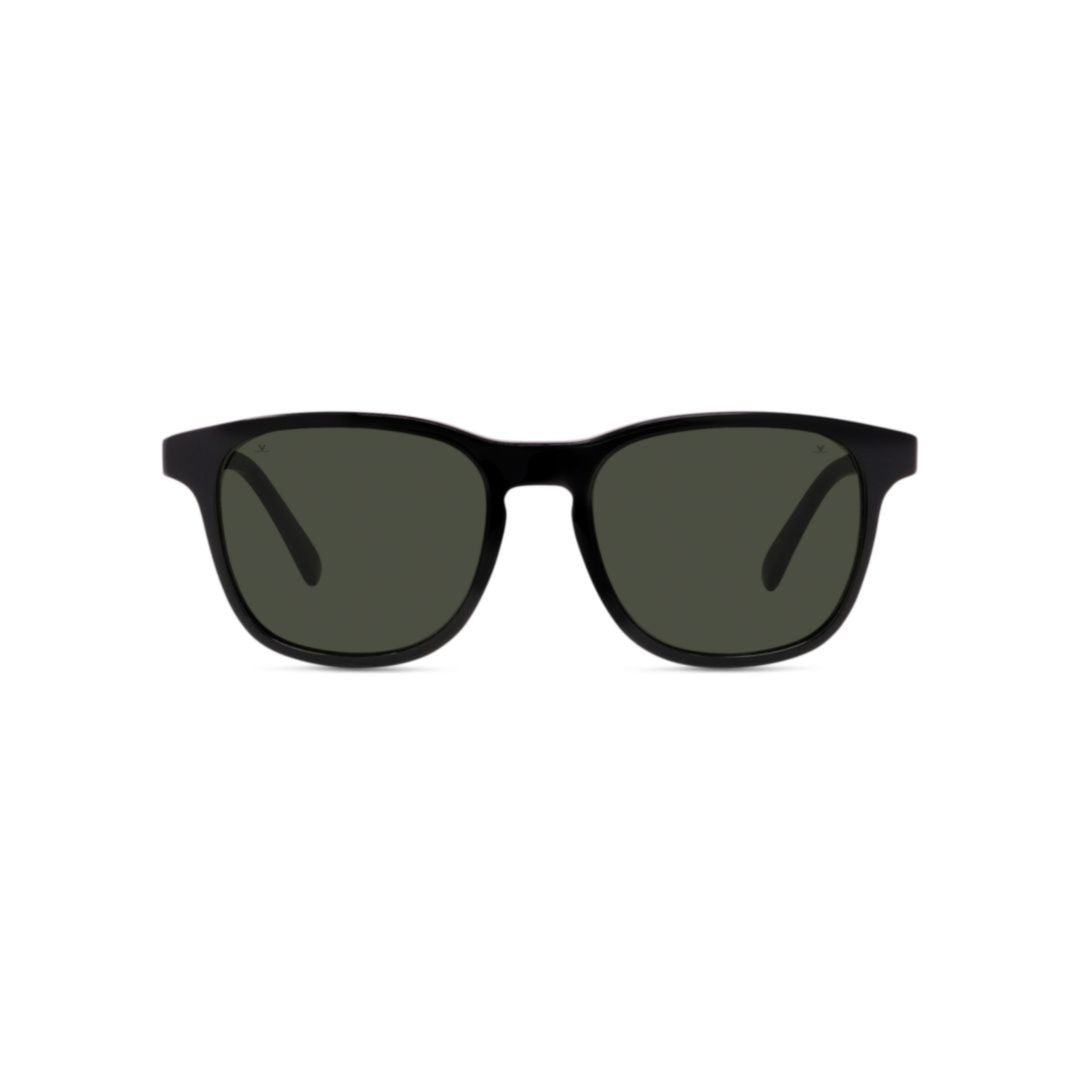 Vu40012i Matte Black Rectangular Sunglasses with Dark Green Lenses