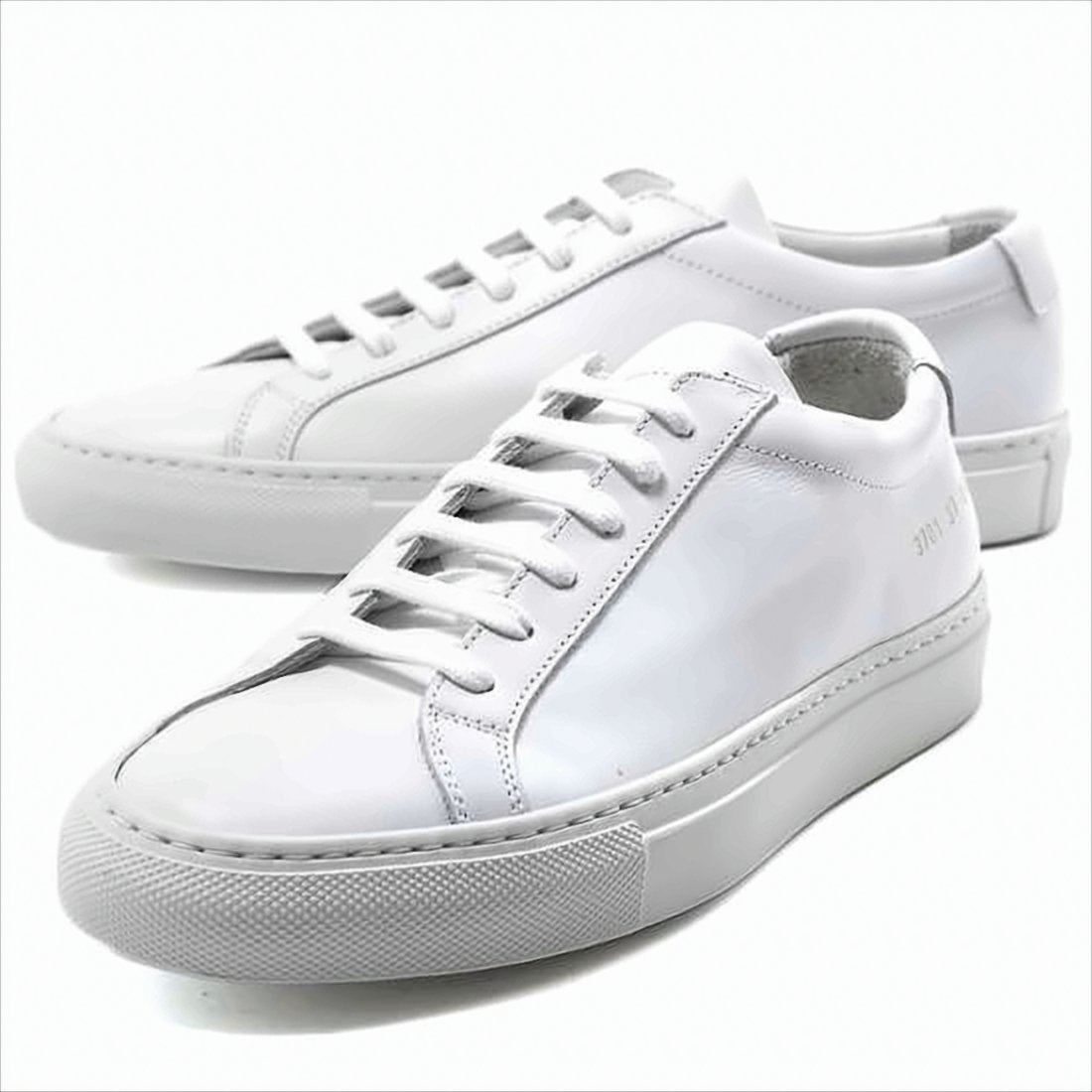 White Cowhide Sneakers with Minimalist Design