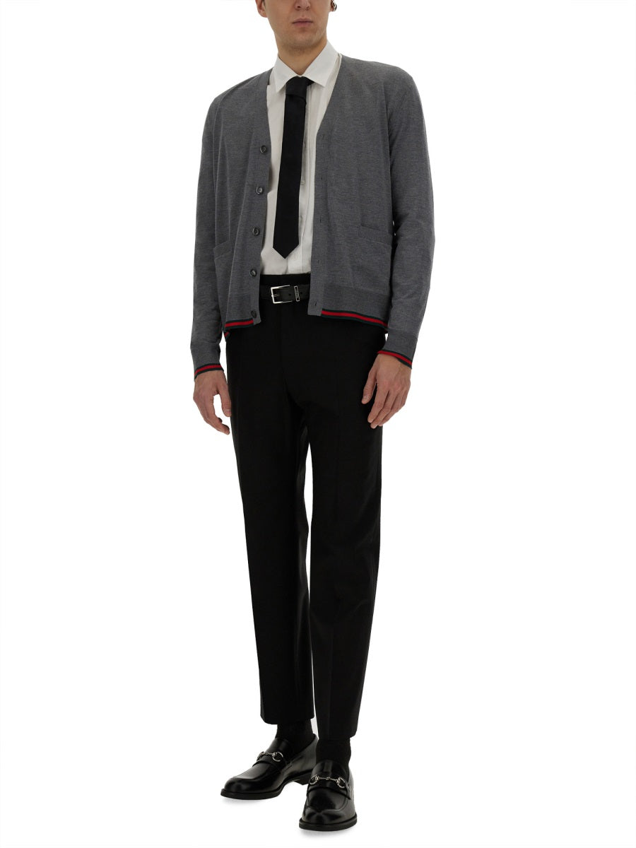 Web Pattern Cardigan with Classic Button Closure