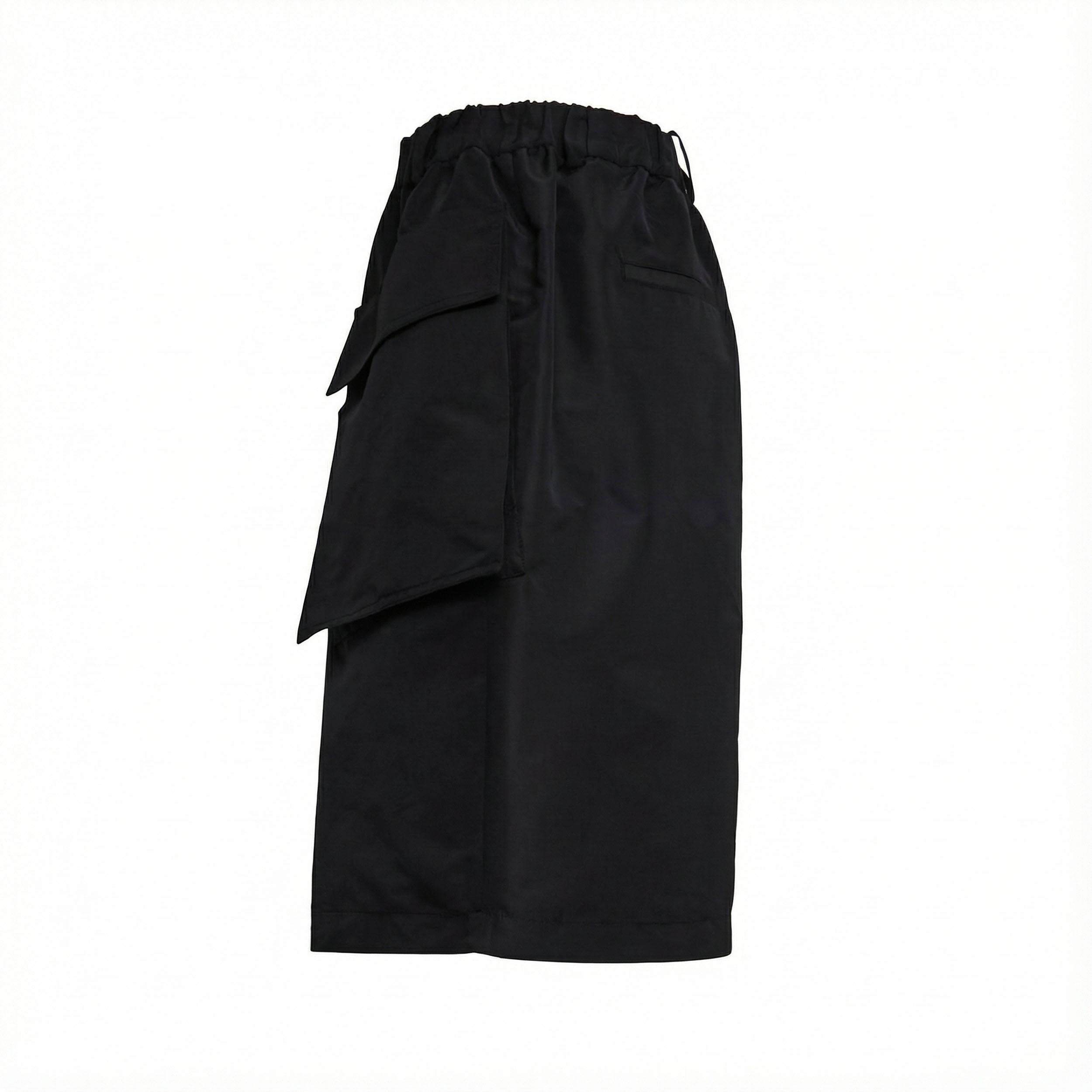 Elastic-Waist Midi Skirt With Pockets