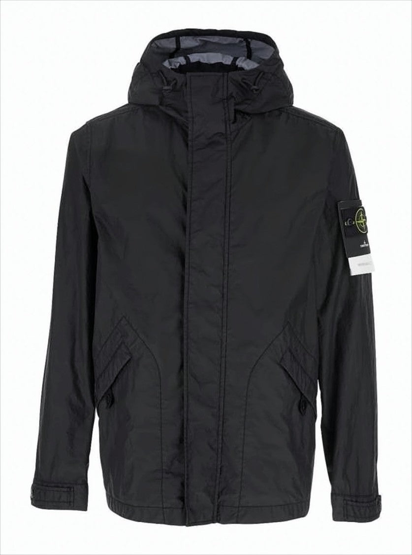 Hooded Black Jacket with Structured Silhouette