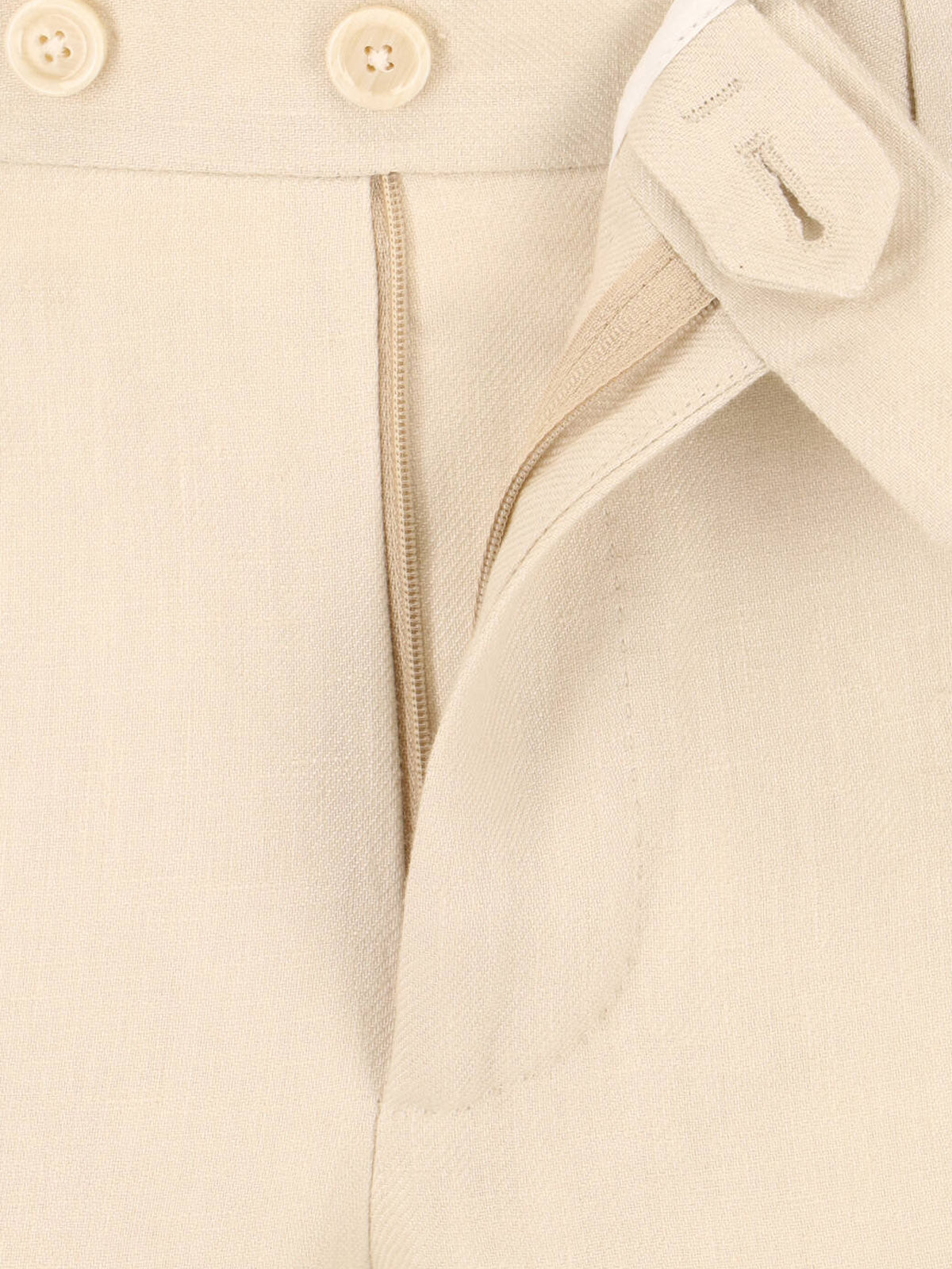 Cream Tailored Double-Breasted Linen Suit
