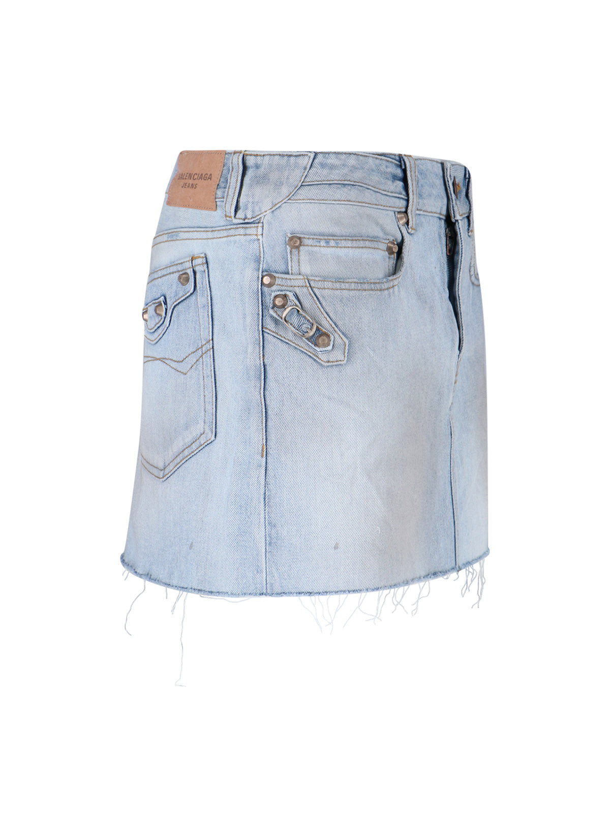 "Le City" Mini Skirt In Light Blue Cotton Denim