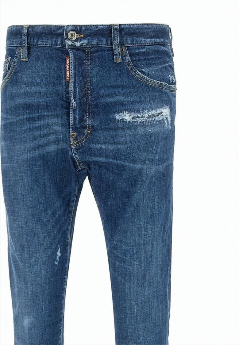 Distressed Denim Pants with Slim Fit