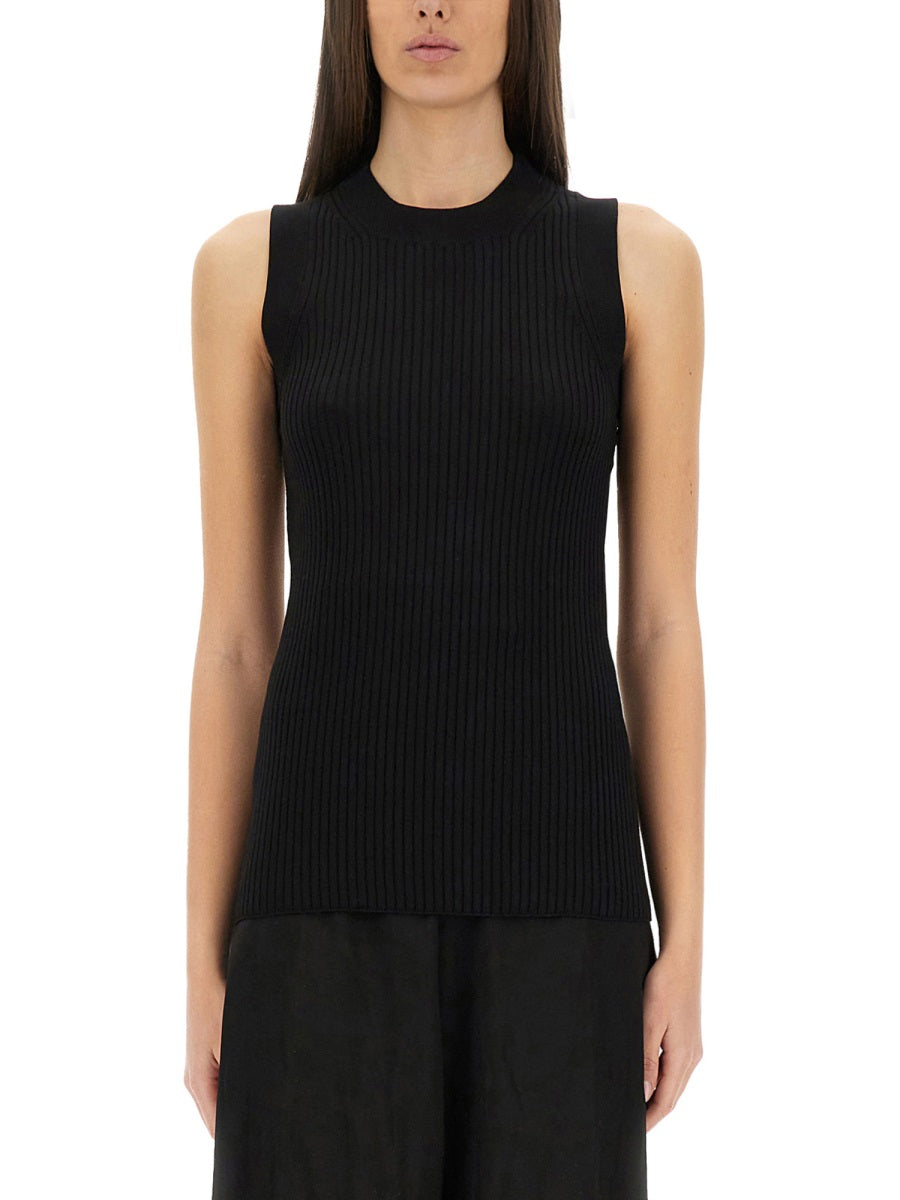 Ribbed Cotton Sleeveless Top With Fitted Silhouette