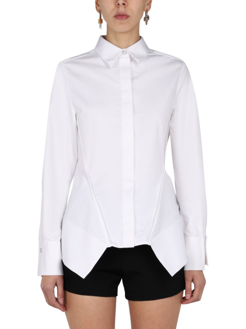 Pointed Collar Shirt With Concealed Placket