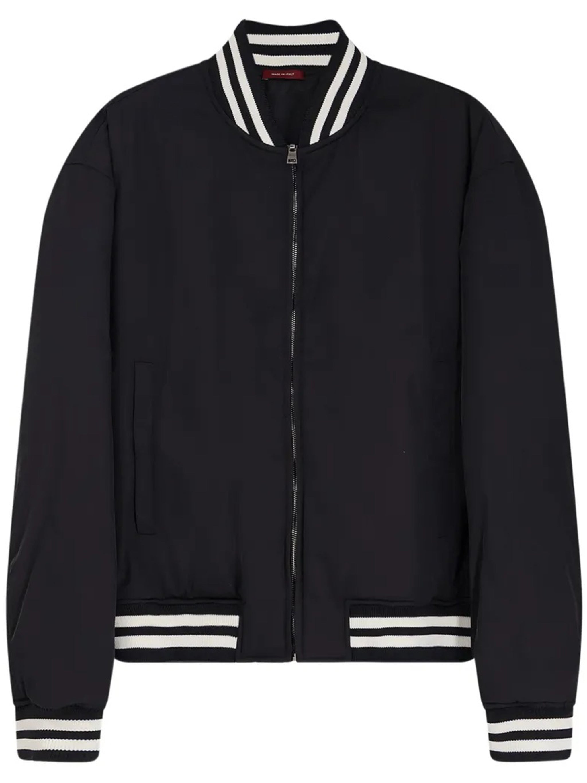 Black Blouson Ribbed Detail Bomber Jacket