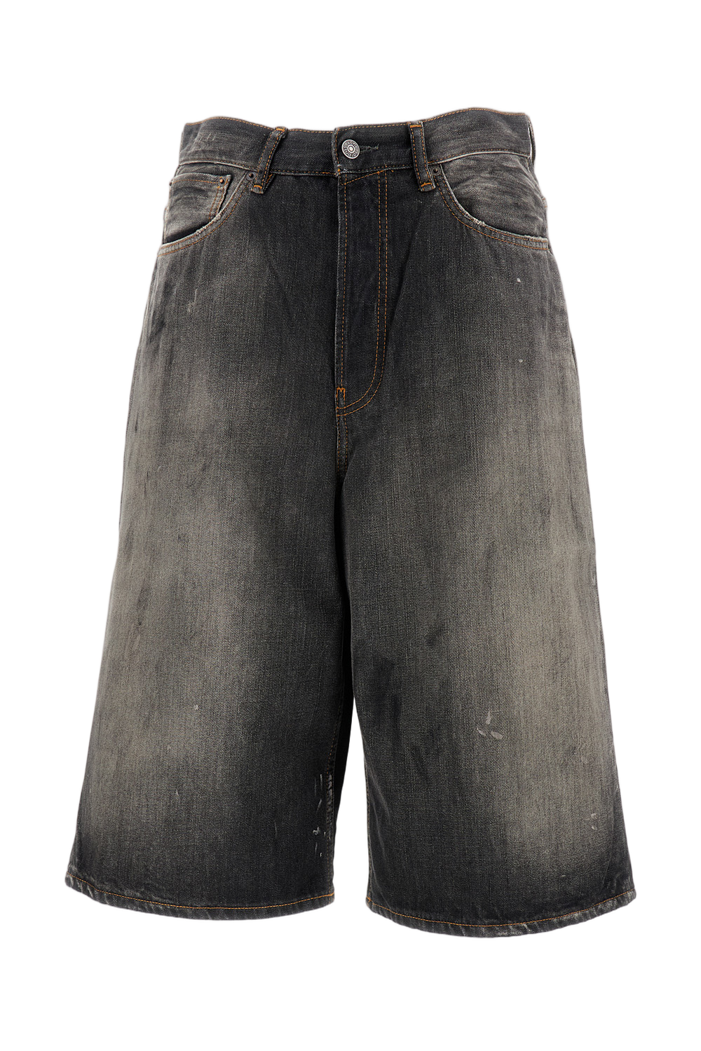 Distressed Loose Fit Denim Bermuda Shorts