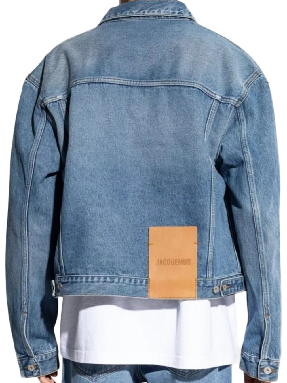 Cropped Denim Jacket With Button-Up Front And Flap Pockets