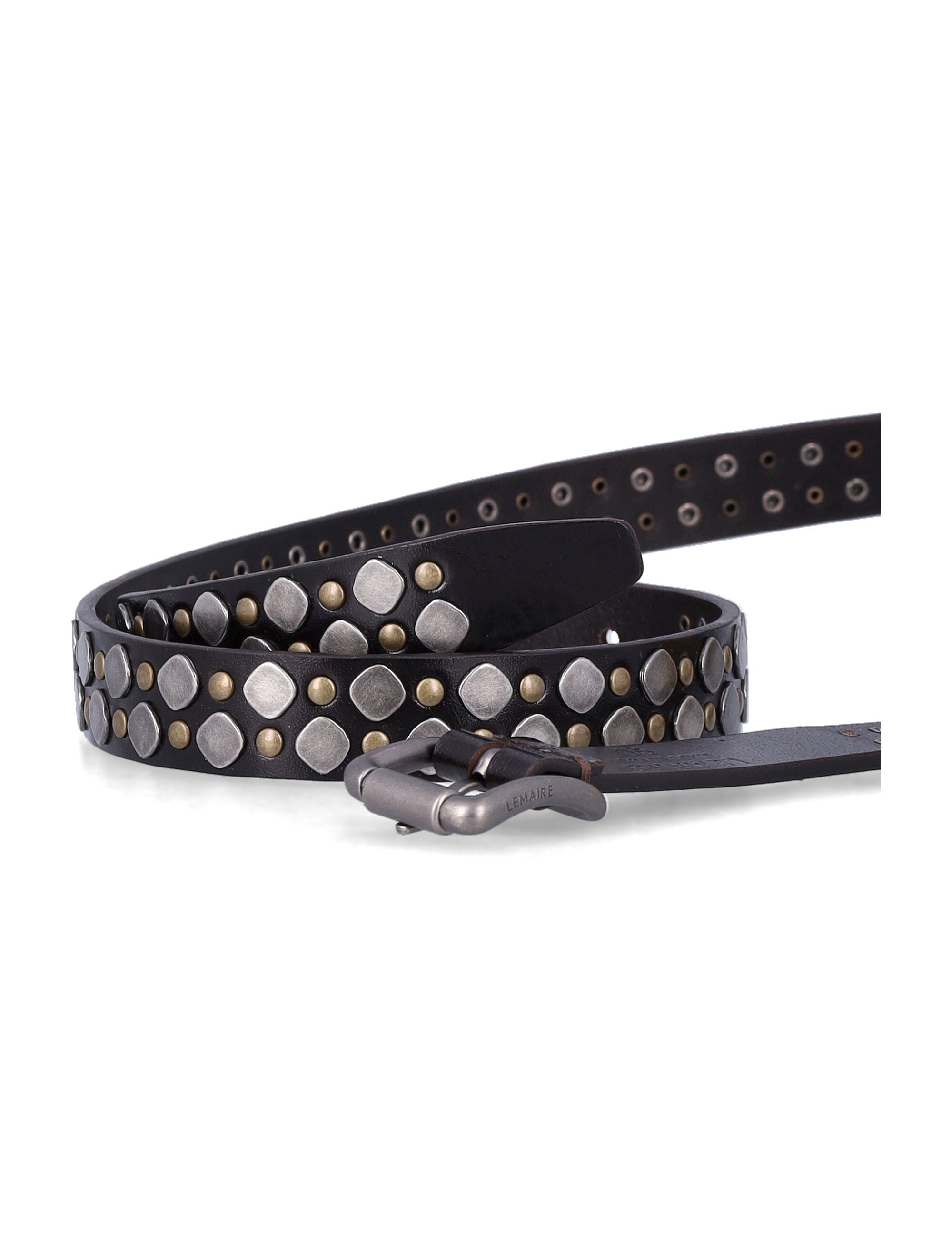Rio Studded Leather Belt with Matched Metal Buckle