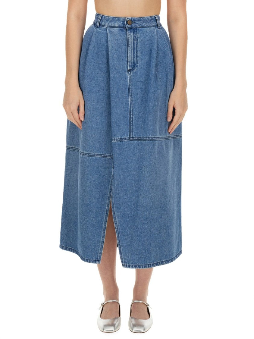 High-Waisted Midi Skirt With Front Slit