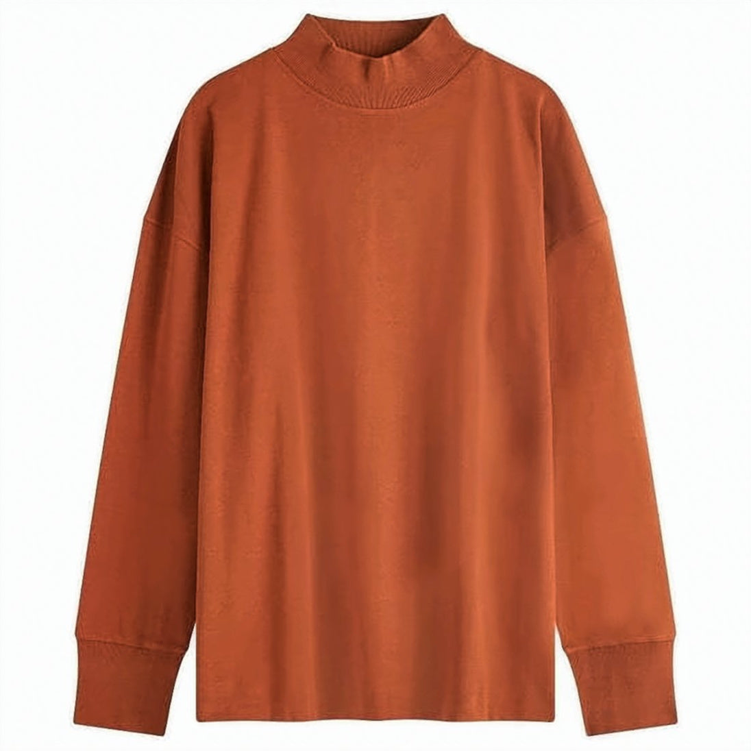 Relaxed Fit High Neck Organic Cotton Sweater