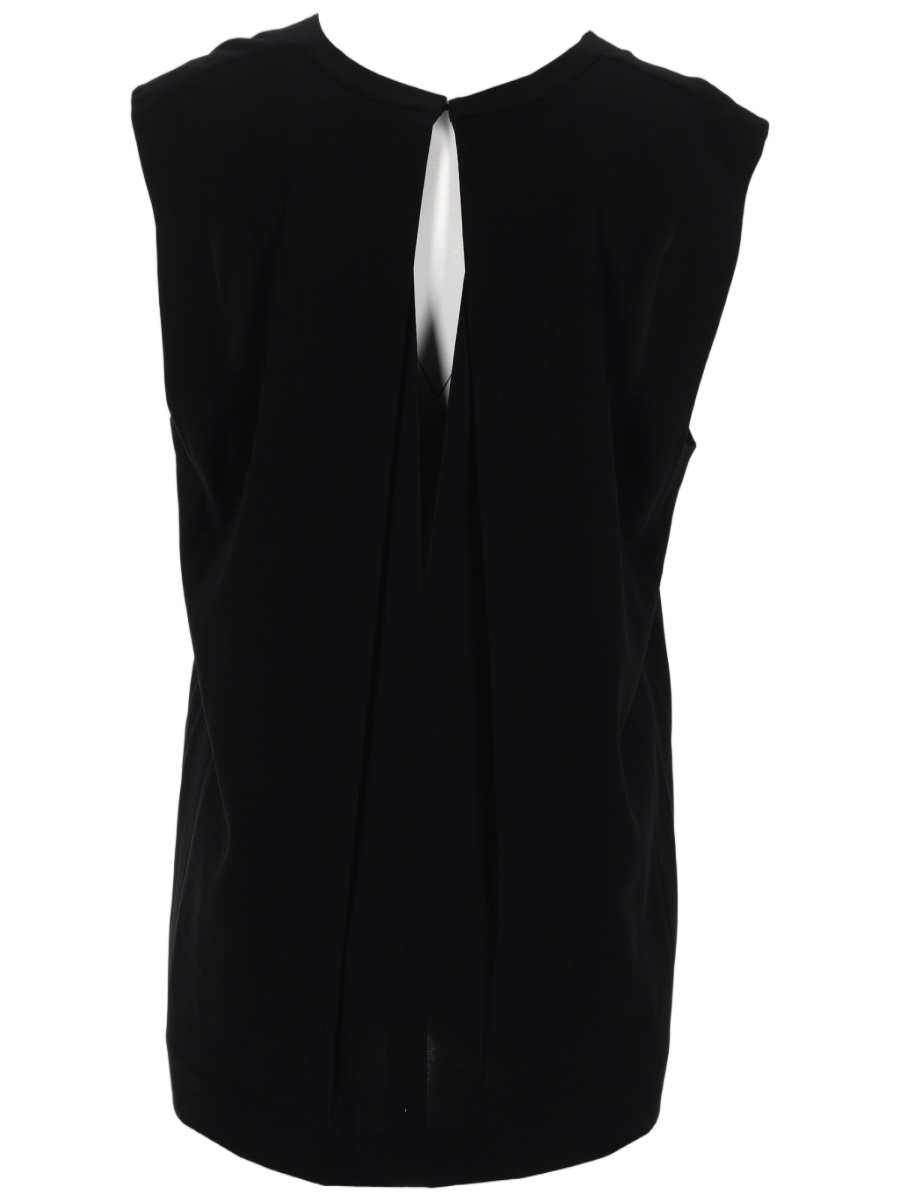 Sleeveless Top with High Round Neckline