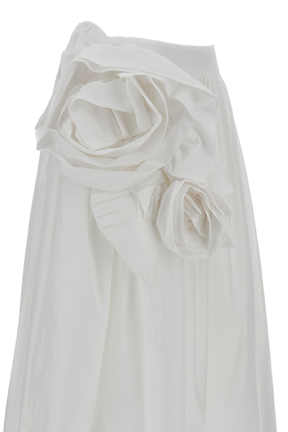 White Pressed Rosette Basque Cotton Skirt