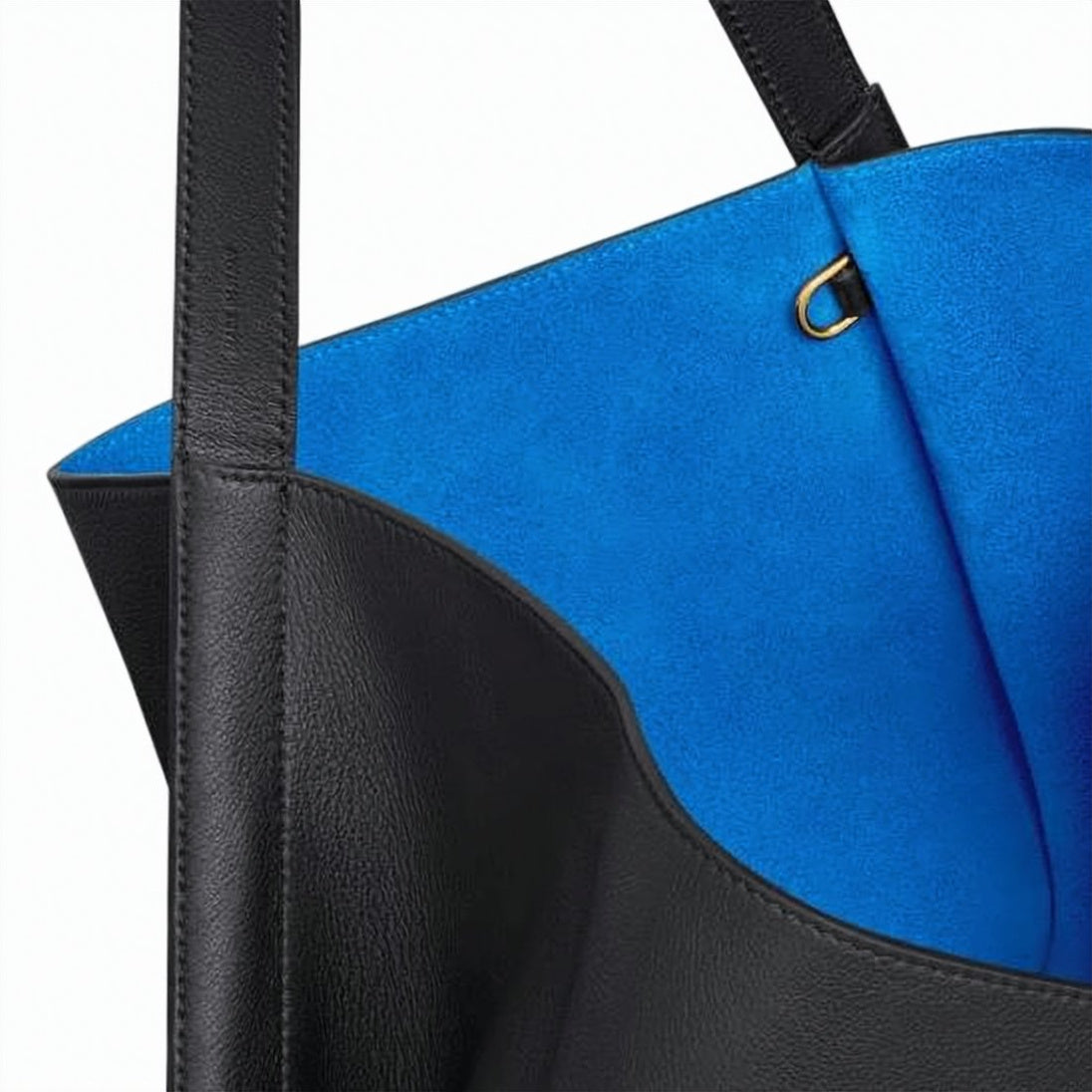 Black Calf Leather and Canvas Shoulder Bag