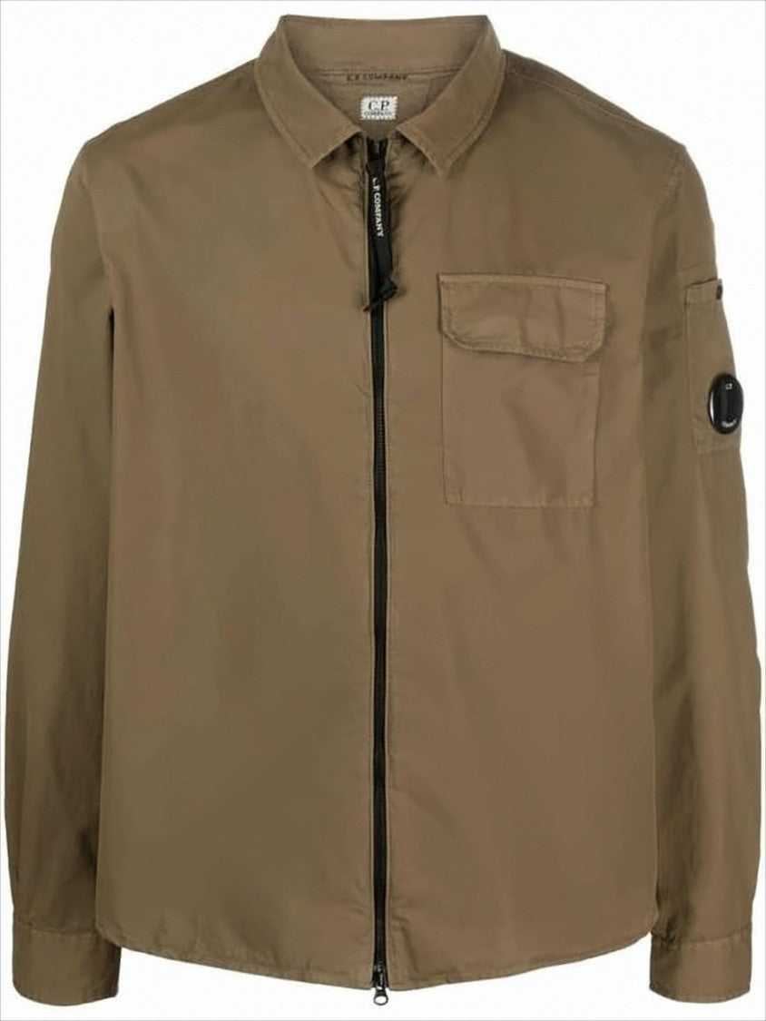 Structured Brown Casual Jacket With Iconic Lens Detail
