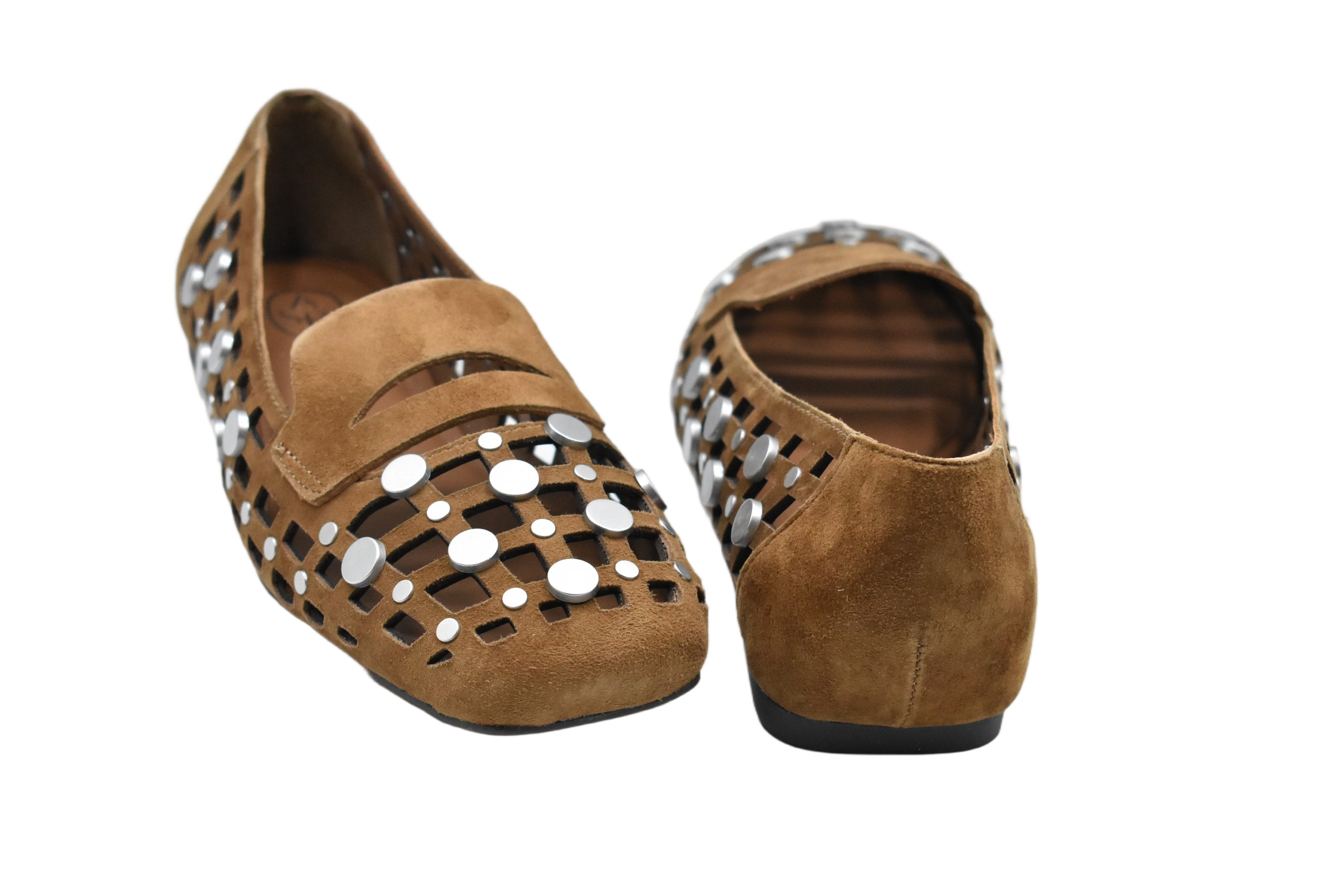 Saddle Lattice Design Low Shoes With Metallic Accents