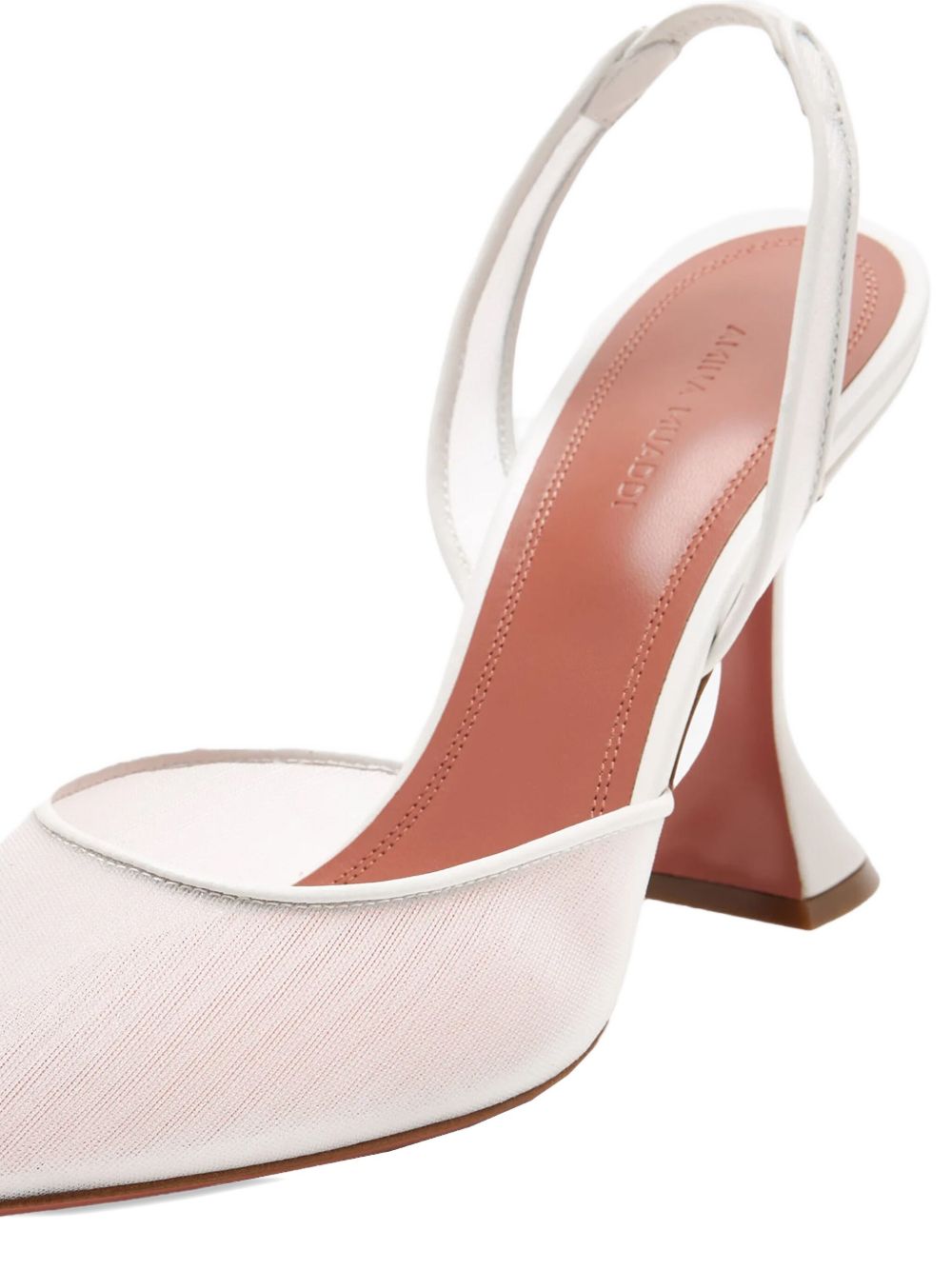 Beige Mesh Hourglass Heel Pumps