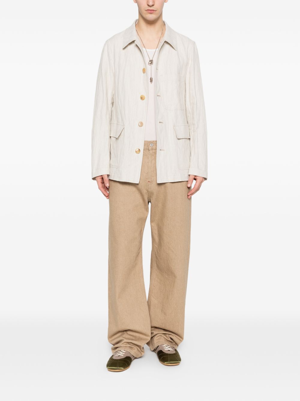 Beige Herringbone Weave Jacket