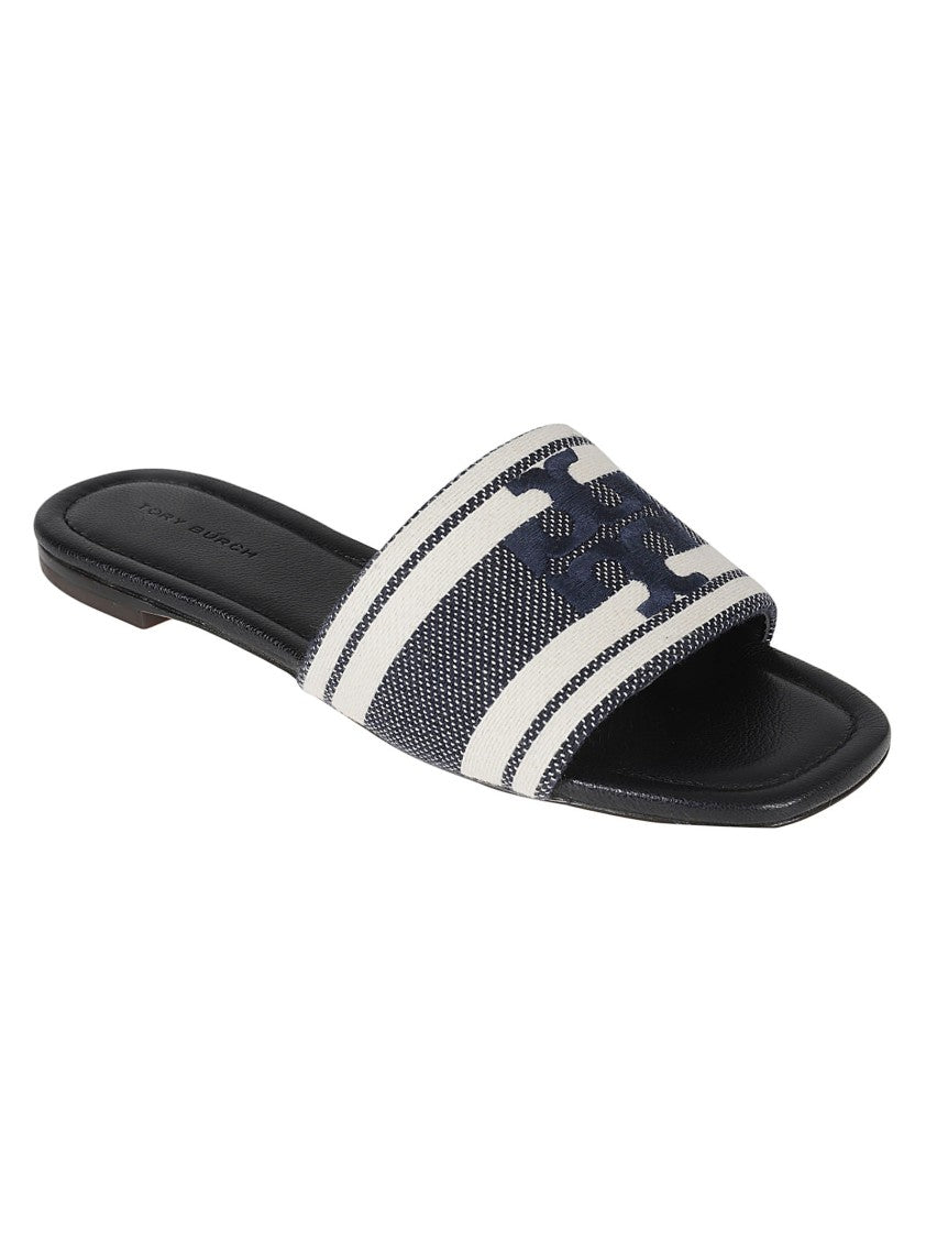 Slide Sandals With Bold Striped Strap