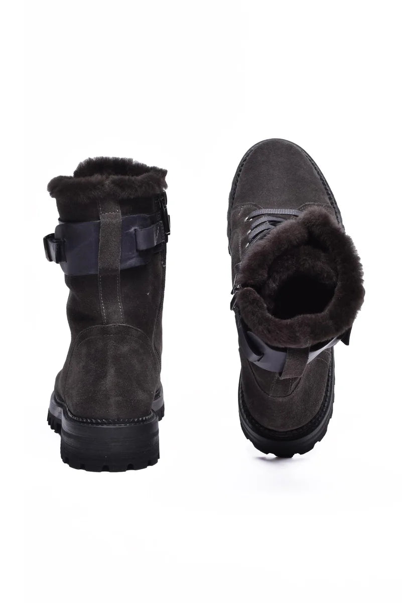 Suede Ankle Boots - Grey