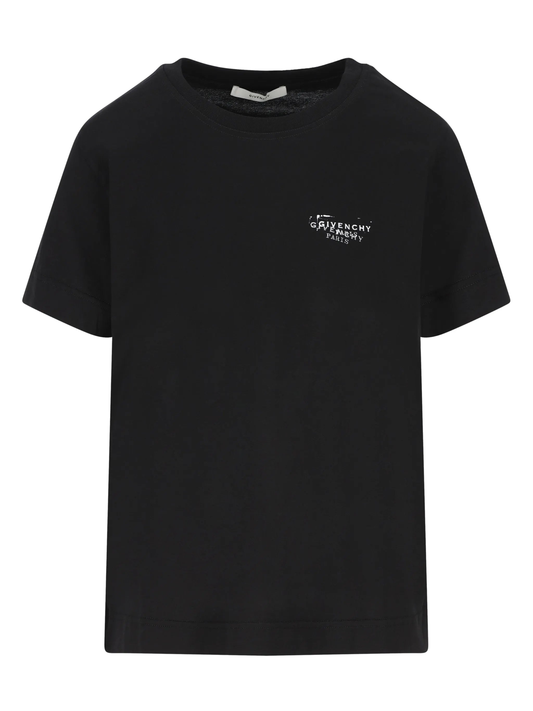 Regular Fit Black Cotton Distressed T-Shirt