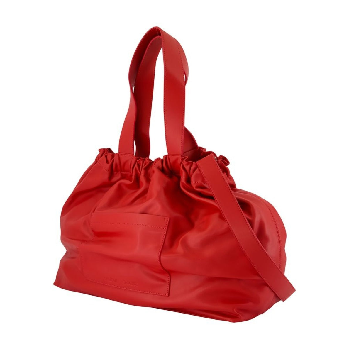 Smooth Leather Crossbody Bag With Drawstring Top