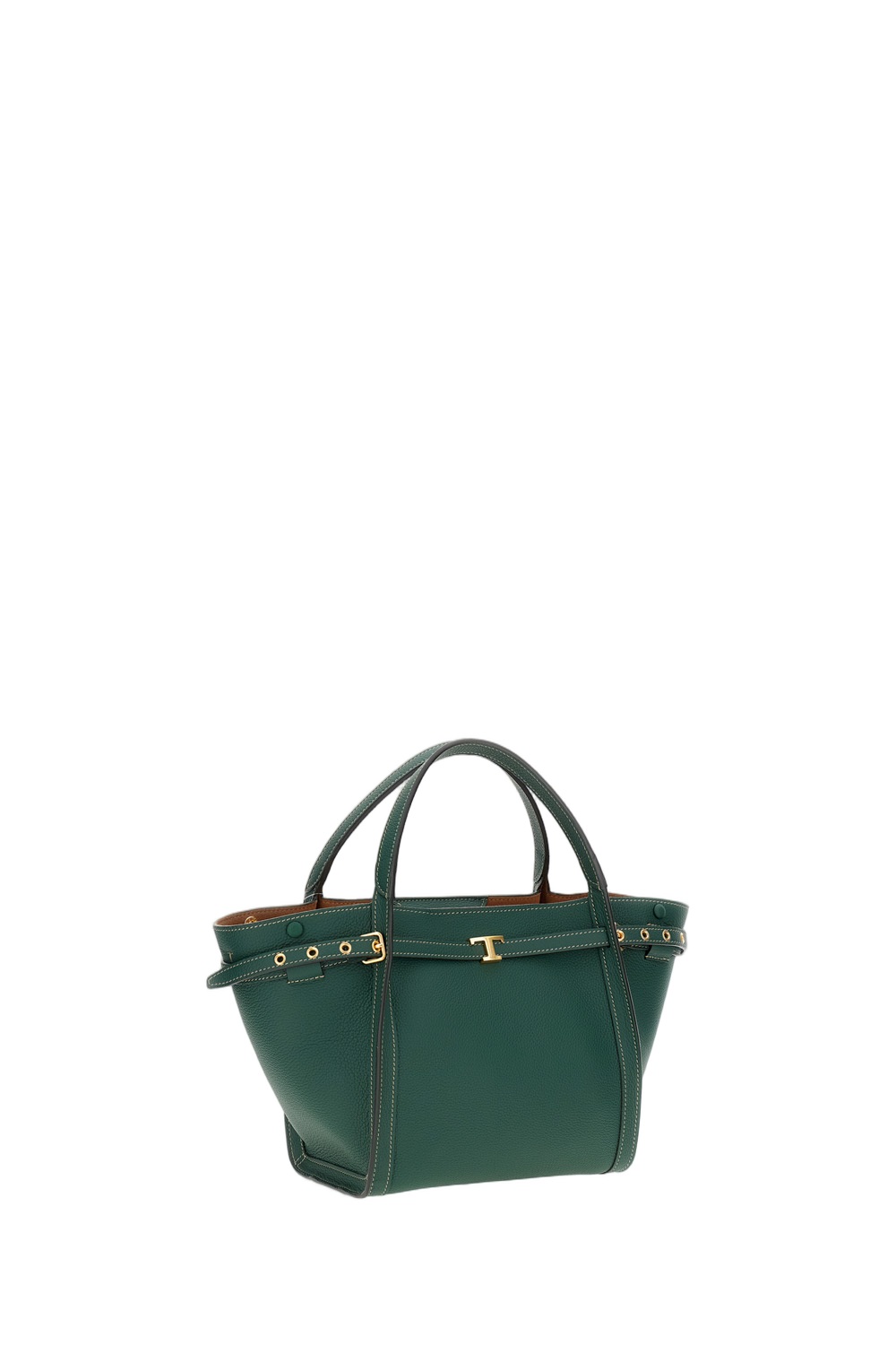 Structured Green Calfskin Leather Shopping Bag