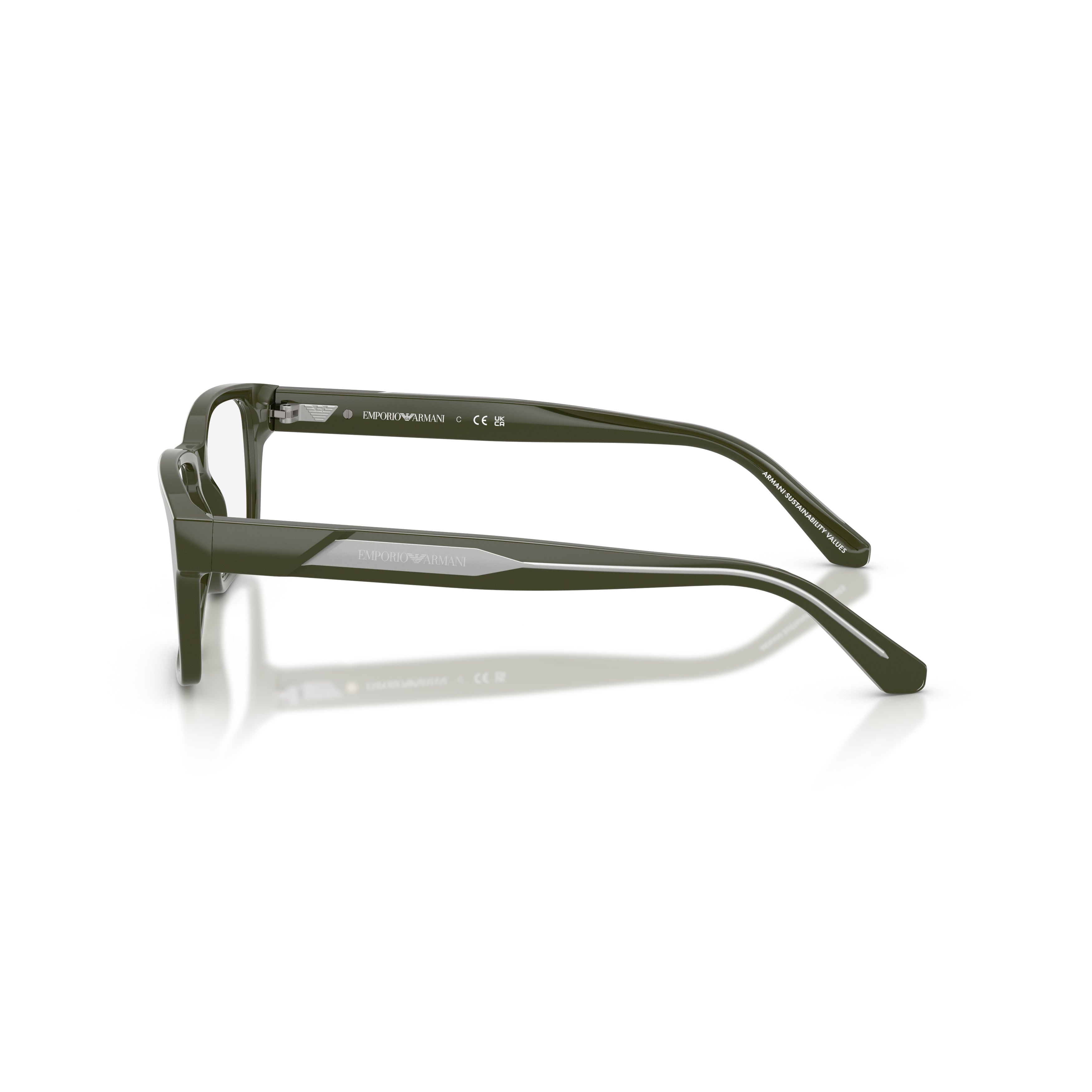 0ea3271 Rectangular Olive Green Eyeglasses with Metallic Accents