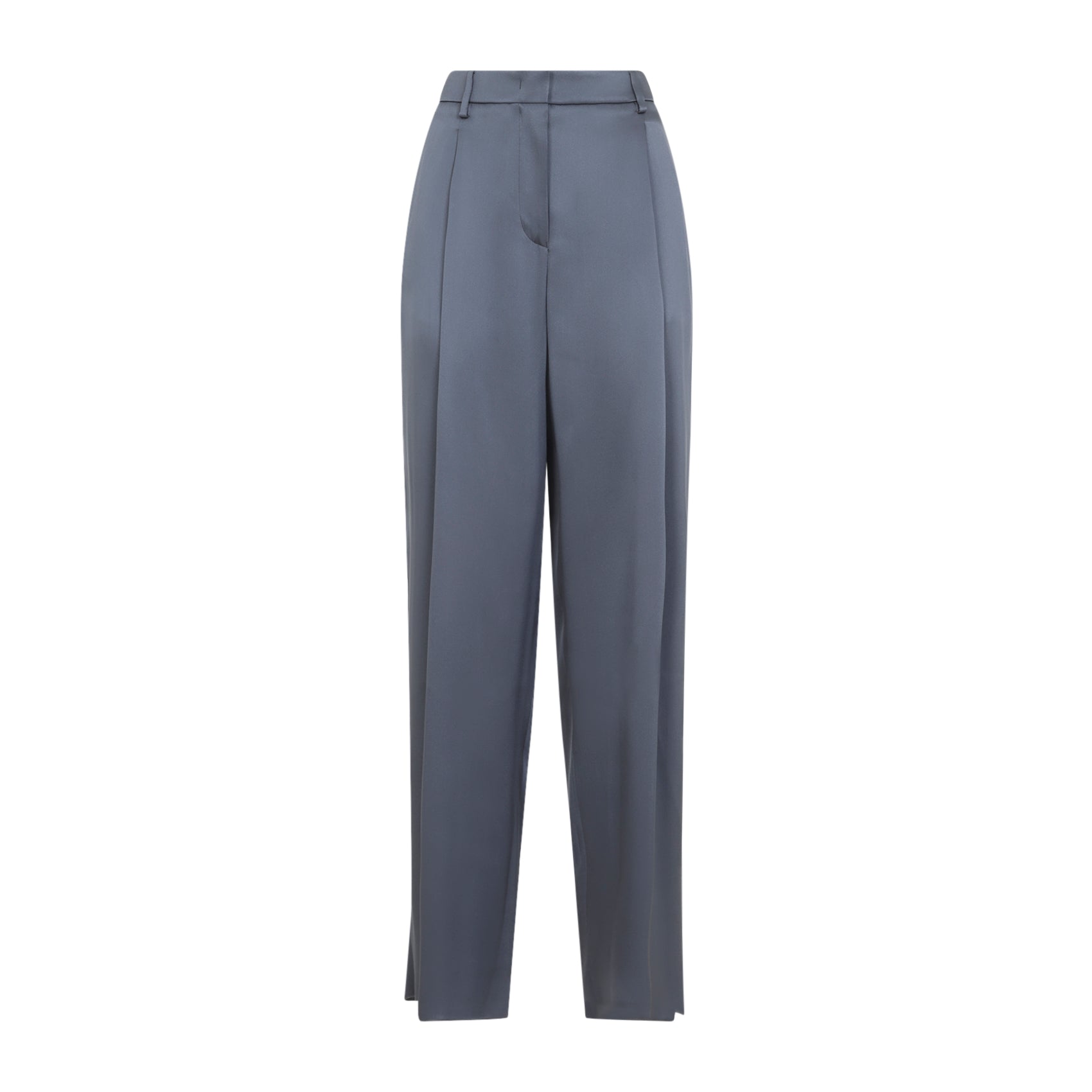 Silk Trousers With High Waist And Subtle Sheen