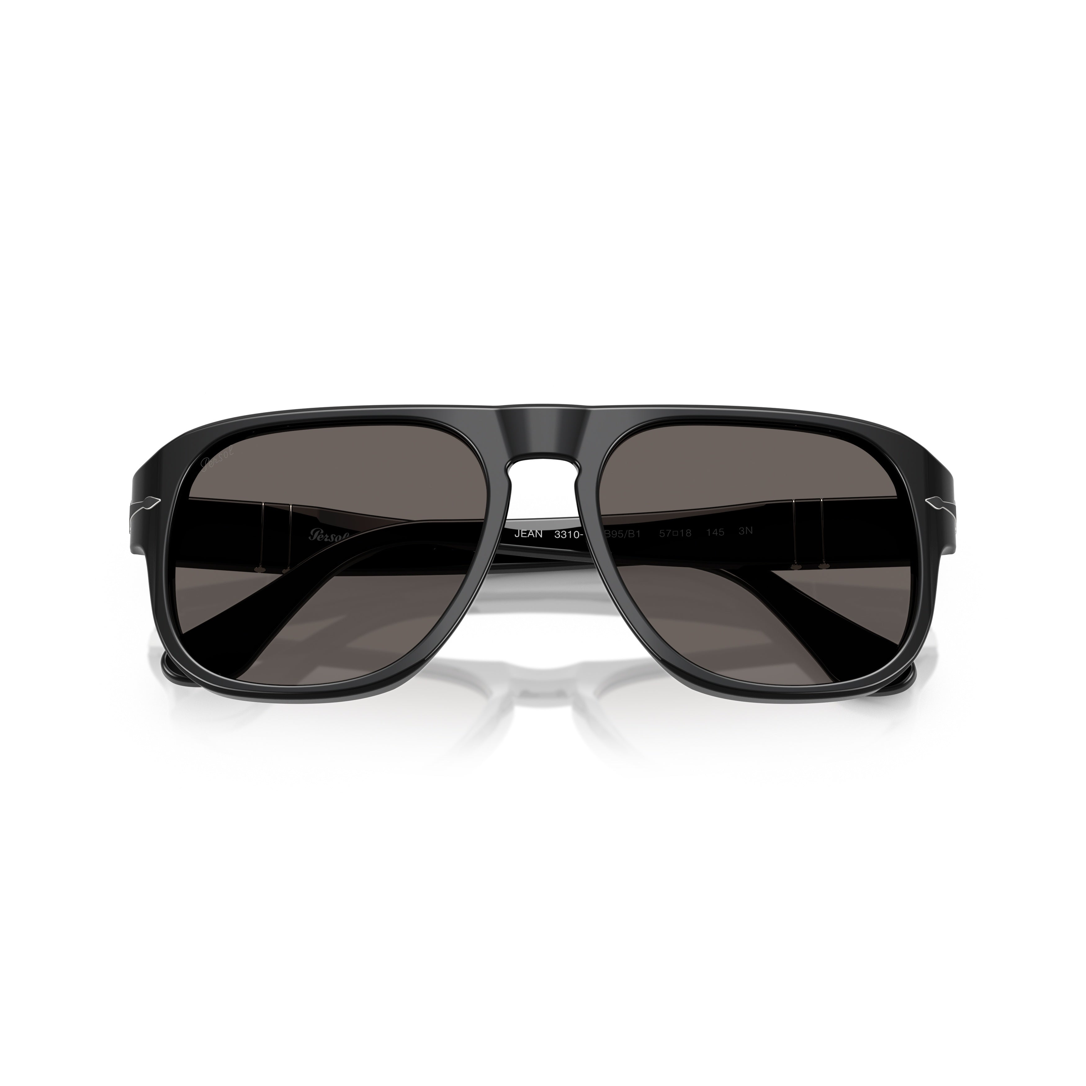 0po3310s Bold Rectangular Acetate Sunglasses with Refined Silver Detailing