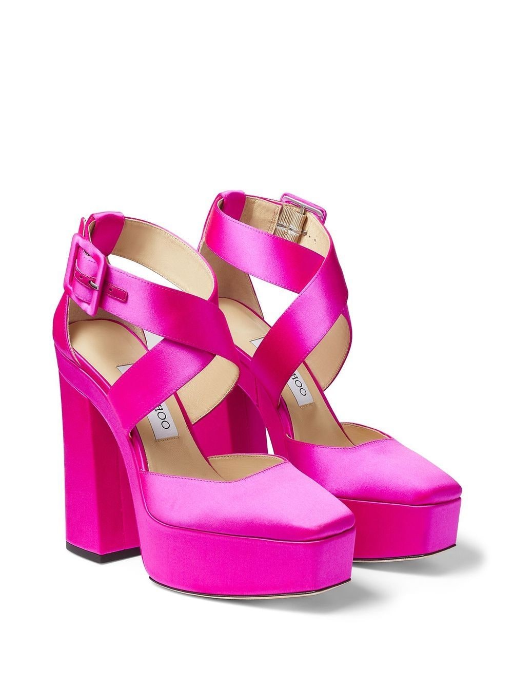 Pink Gian 140 Satin Platform Heels