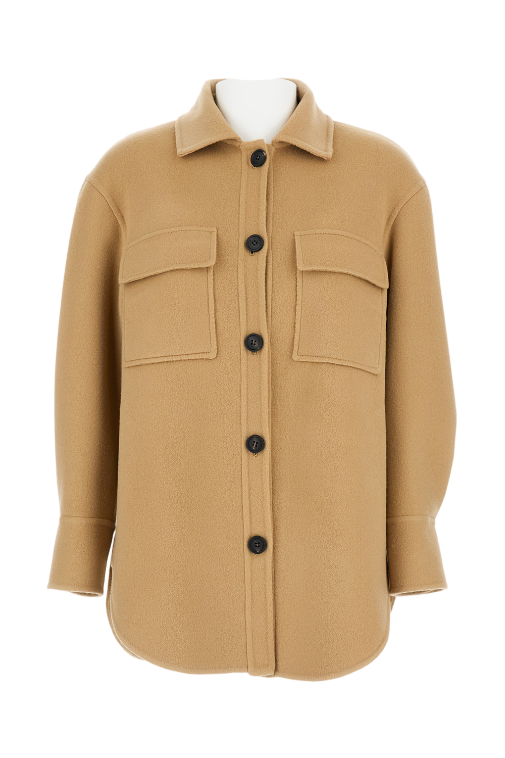 Oversized Wool Blend Jacket with Rounded Hem
