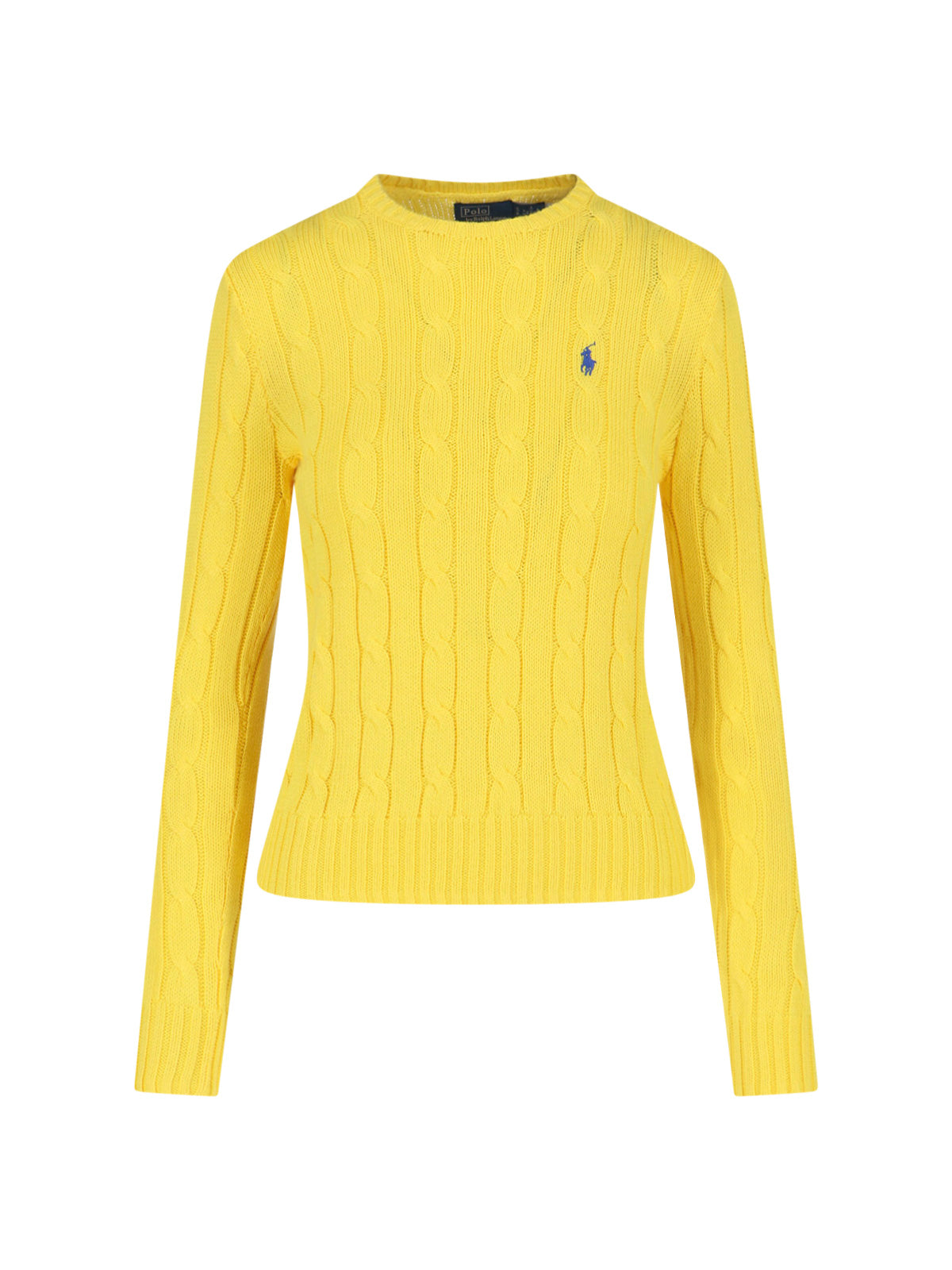 Yellow Cable Knit Crewneck Sweater