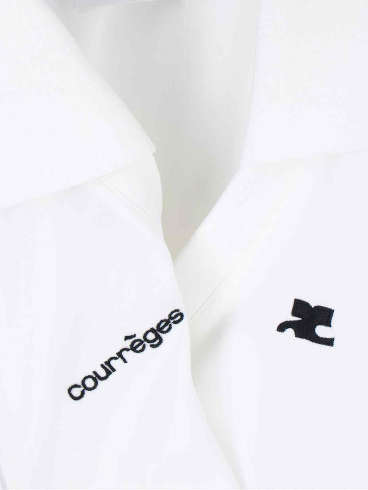Logo V-Neck Polo Shirt – White