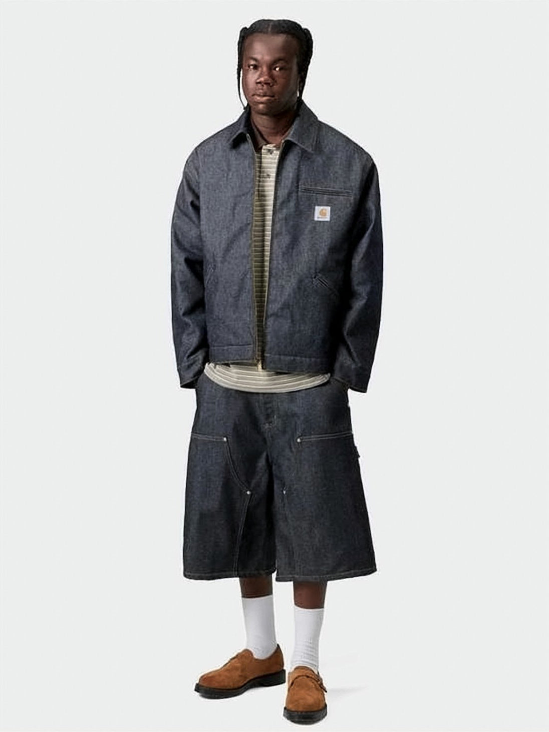 Boxy Fit Black Cotton Jacket with Adjustable Snap Details