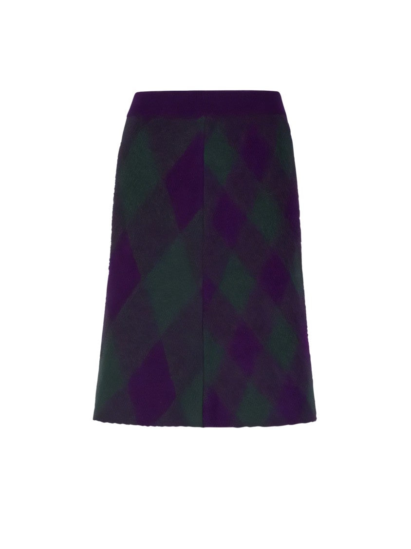 Mid-Length Skirt With Diamond Pattern In Deep Hues
