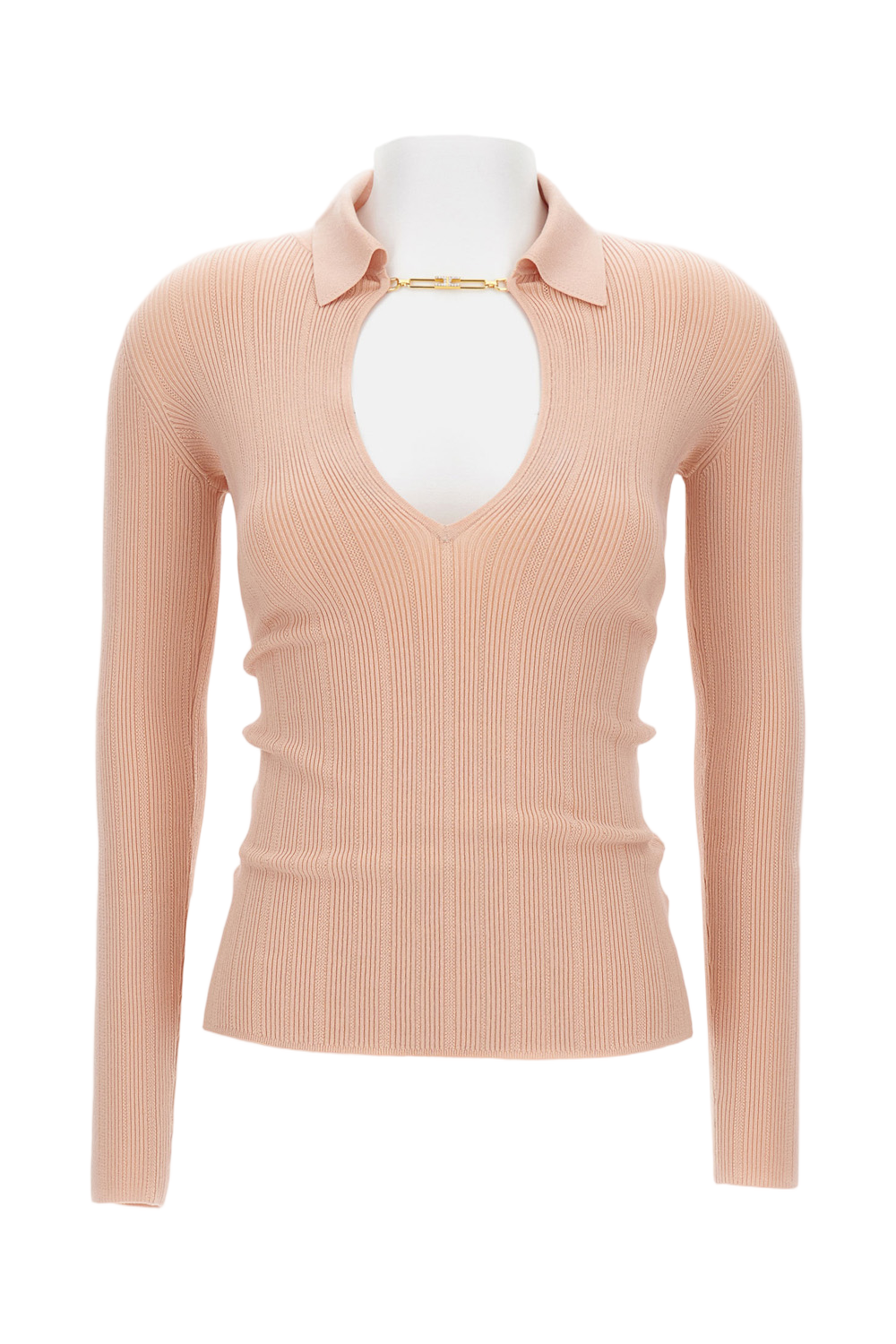 Asymmetric 'V' Neckline Knitted Tricot Sweater