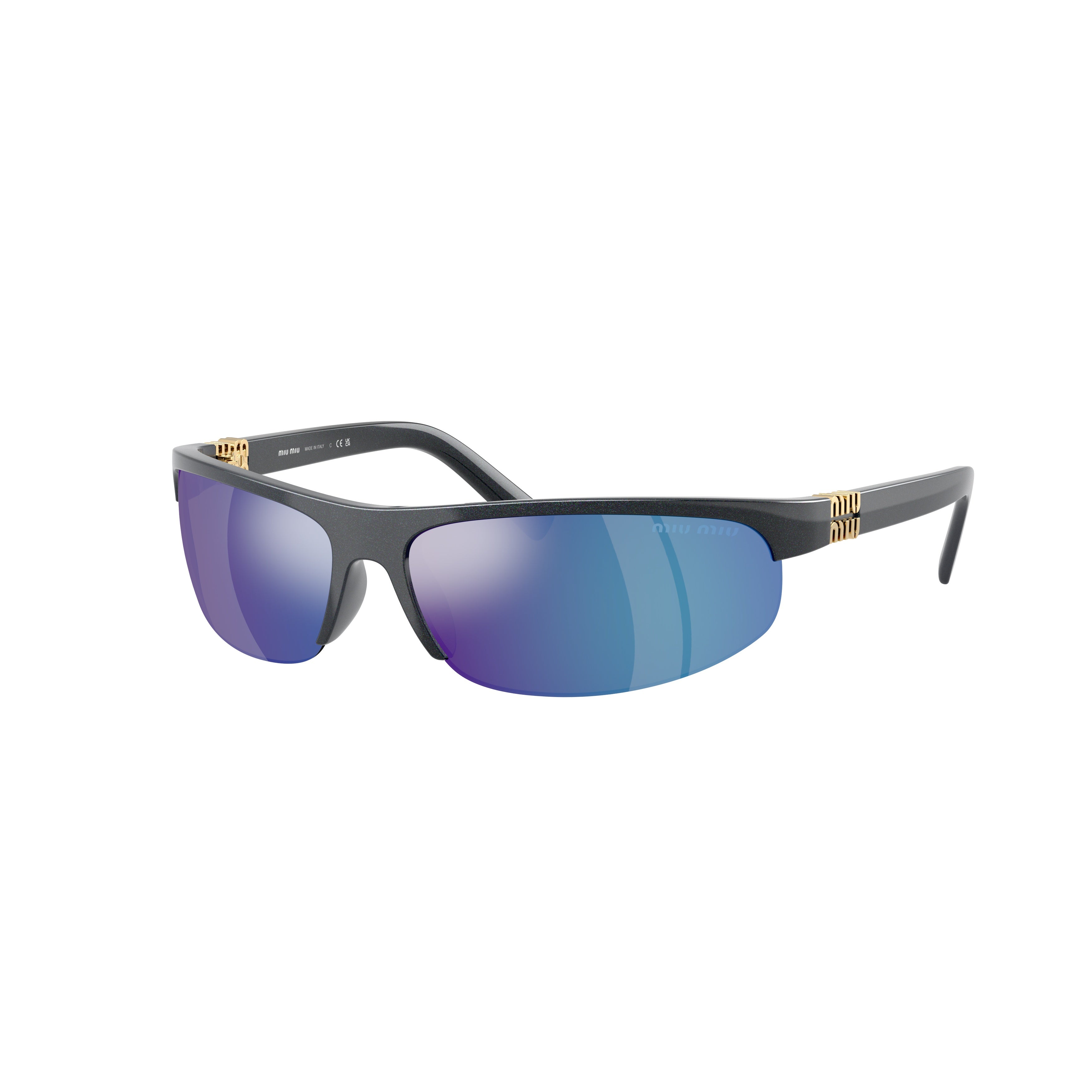 0mu A02s Semi-Rimless Black Sunglasses