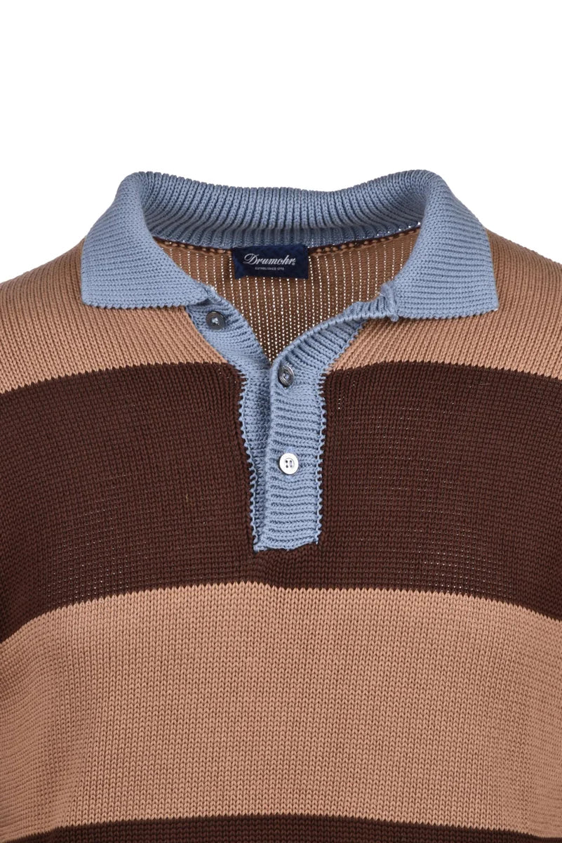 Polo Knit - Brown/Light Blue