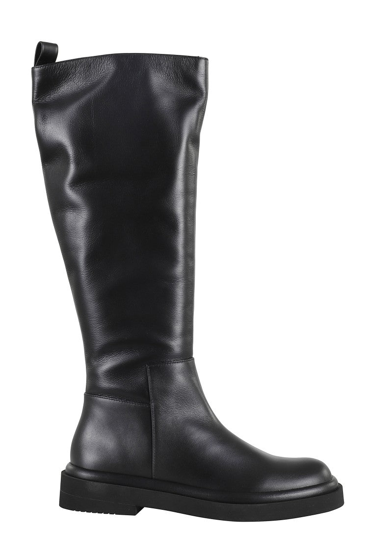 Selma Mid-Calf Black Leather Boot