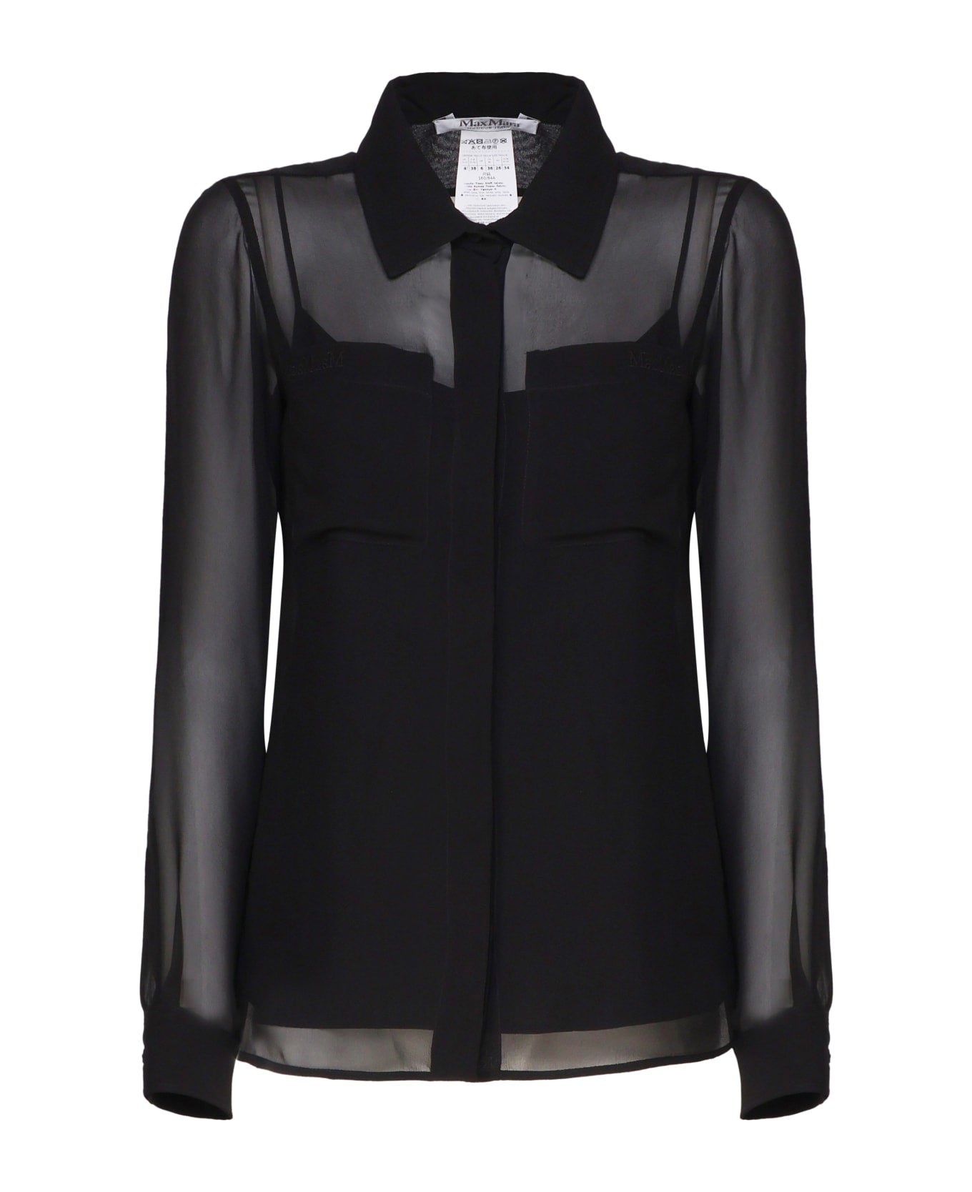 Sheer Silk Blouse with Classic Collar