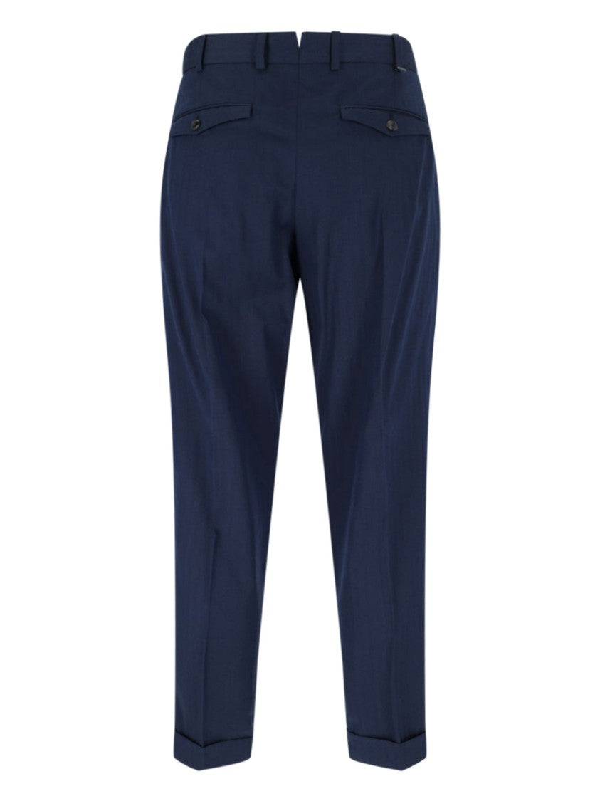Navy High-Waisted Chino Pants With Straight Leg Design